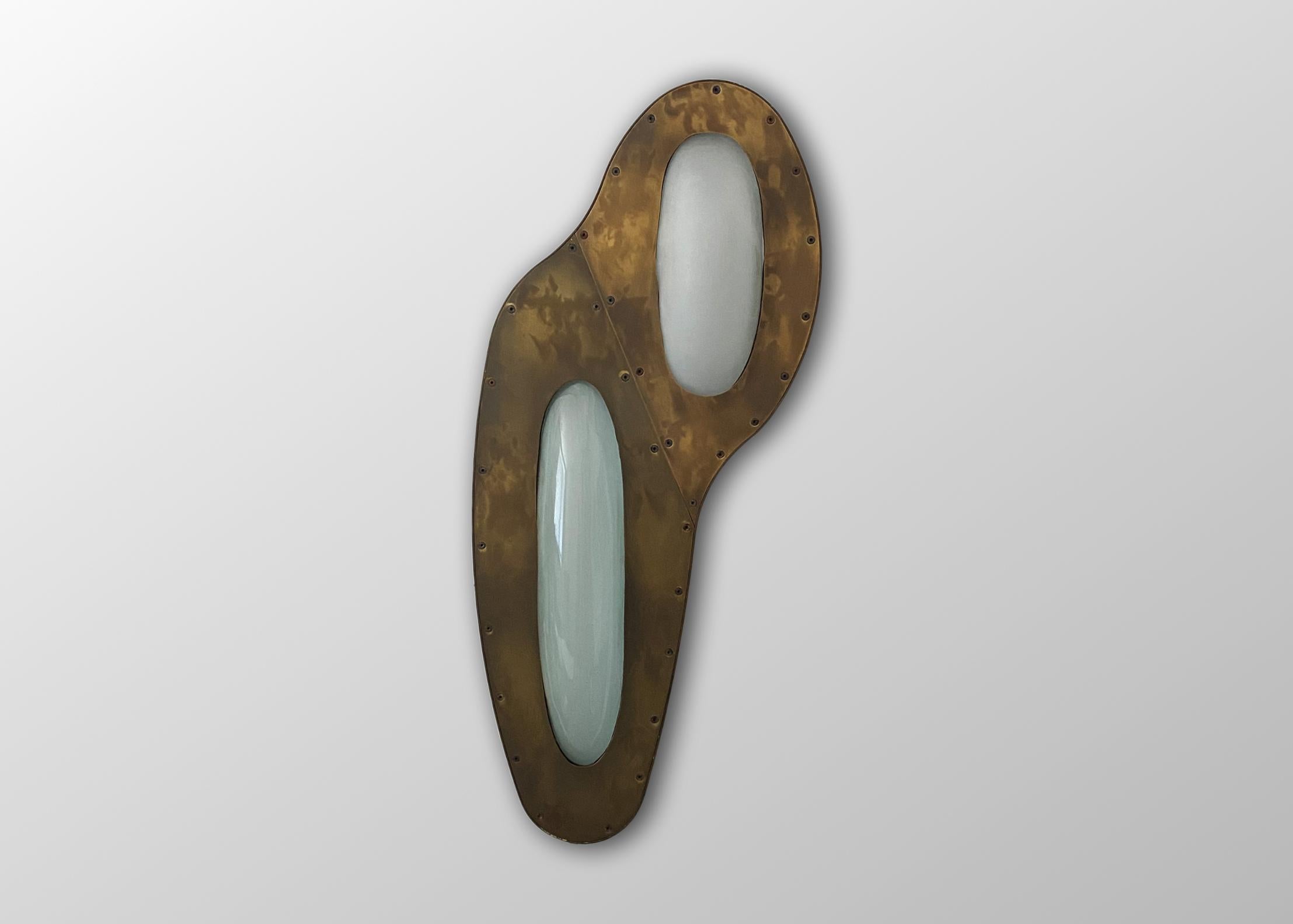 Modern Bubbles Wall, Patinated Brass Sconce with Illuminated Slumped Glass Forms For Sale