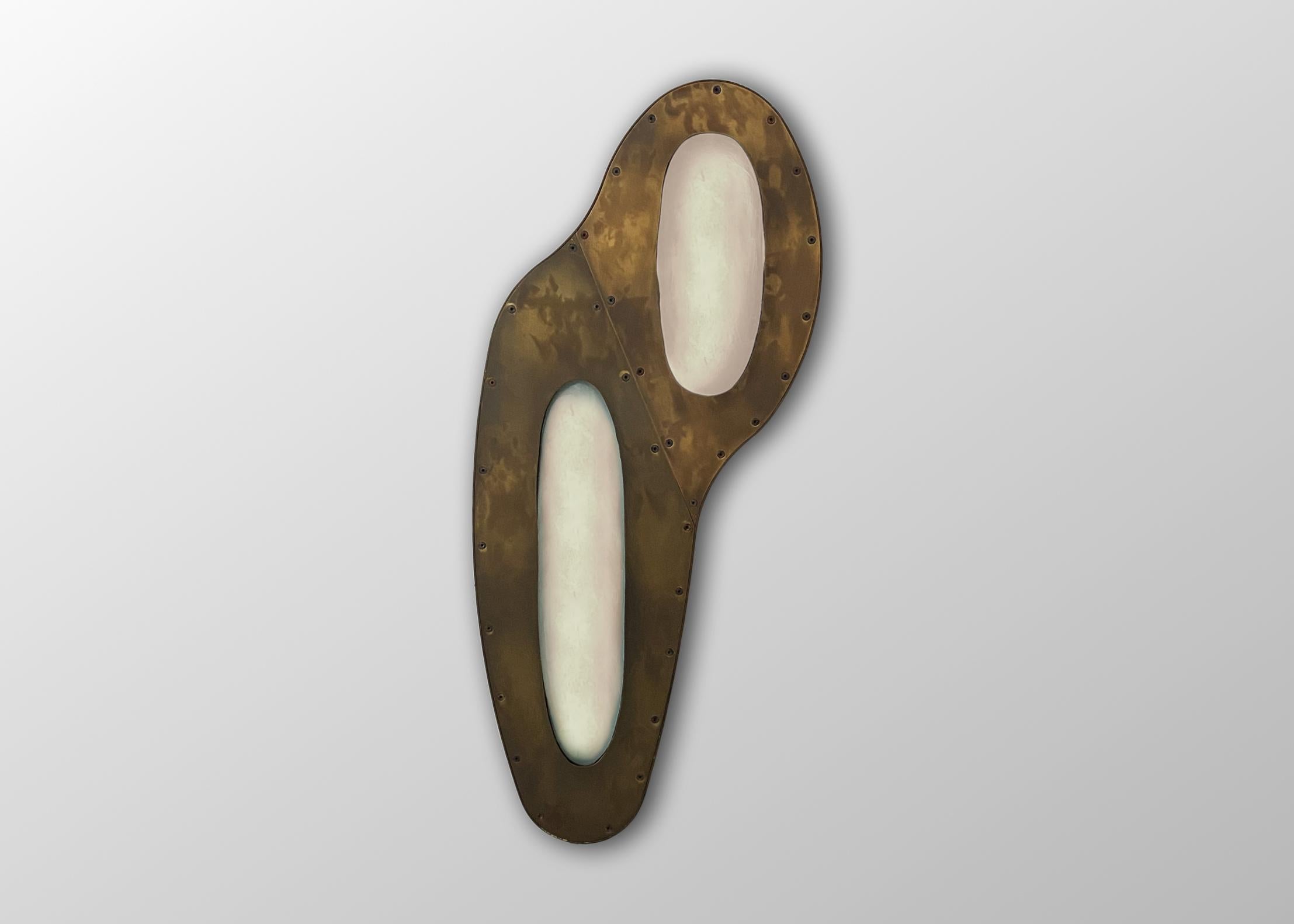 Bubbles Wall, Patinated Brass Sconce with Illuminated Slumped Glass Forms For Sale