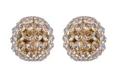 1960 Germany Palwa Bubble Wall Sconce Crystal & Gilt-Brass, Set of 2