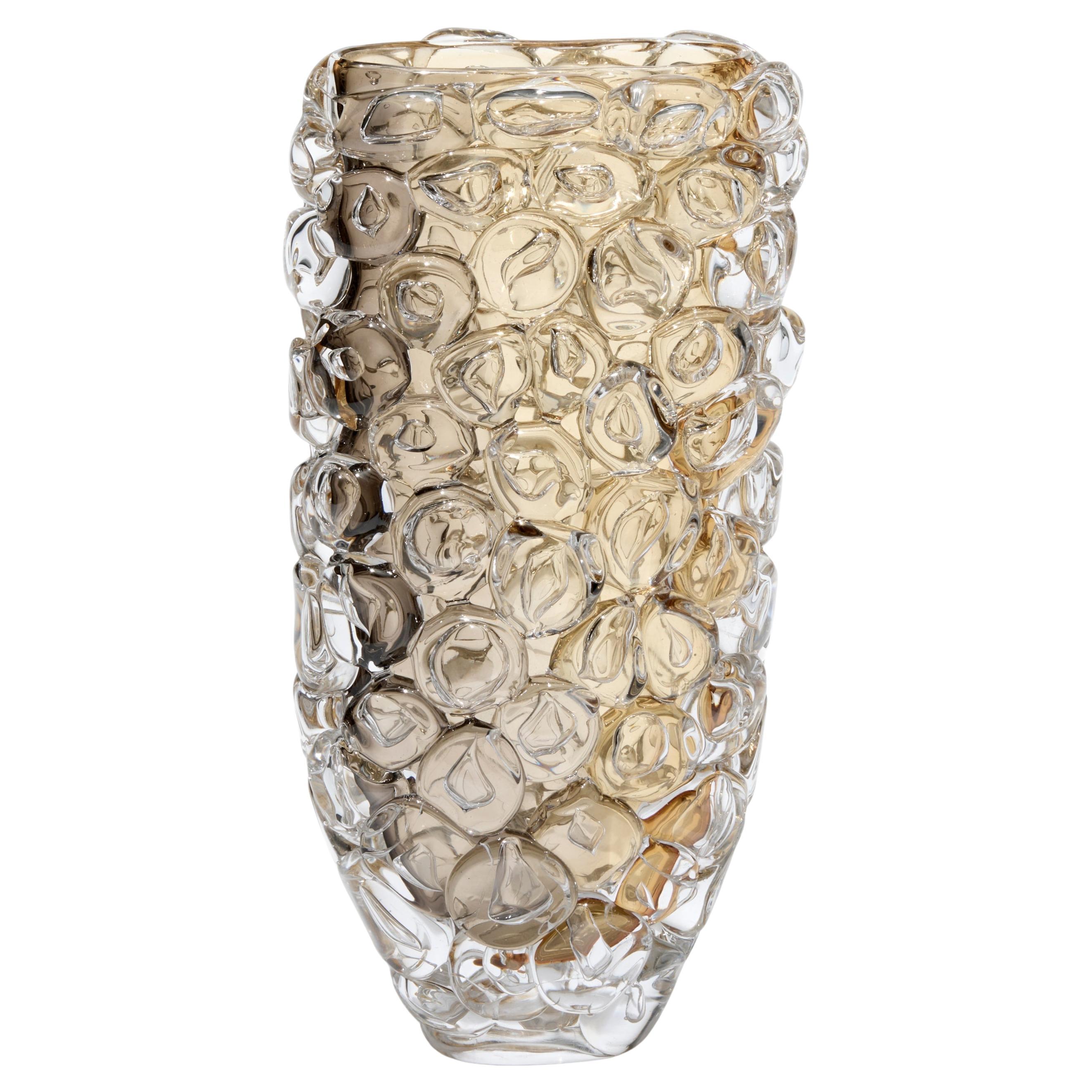 Bubblewrap Autumnal, bronze & taupe textured glass vase by Allister Malcolm