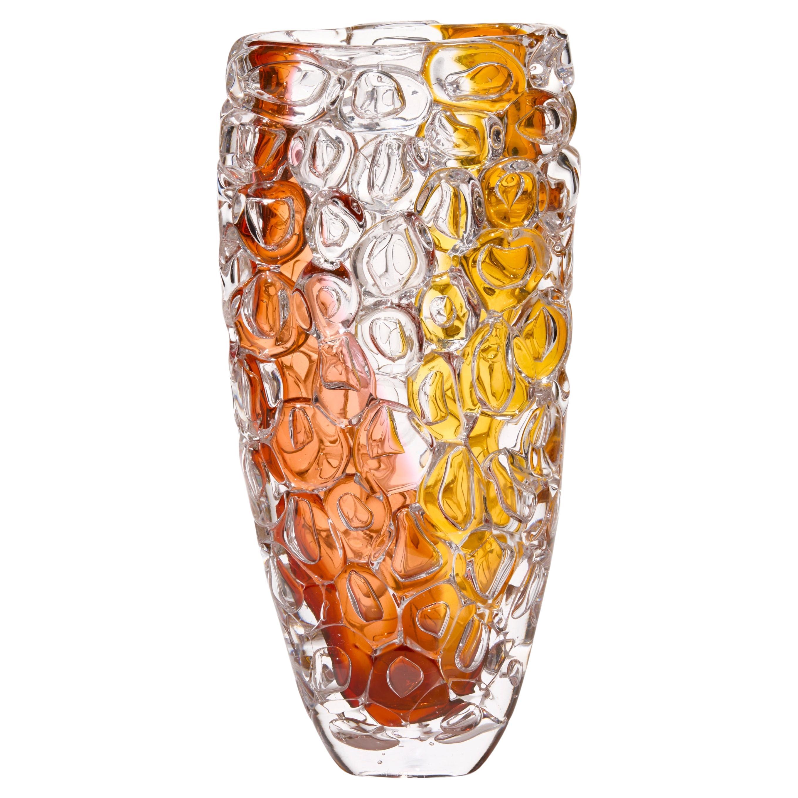 Bubblewrap Autumnal in Gold Ochre & Aurora Blush, vaso in vetro di Allister Malcolm