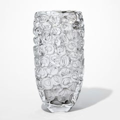Bubblewrap Glacial, clear & icy grey handblown glass vase by Allister Malcolm