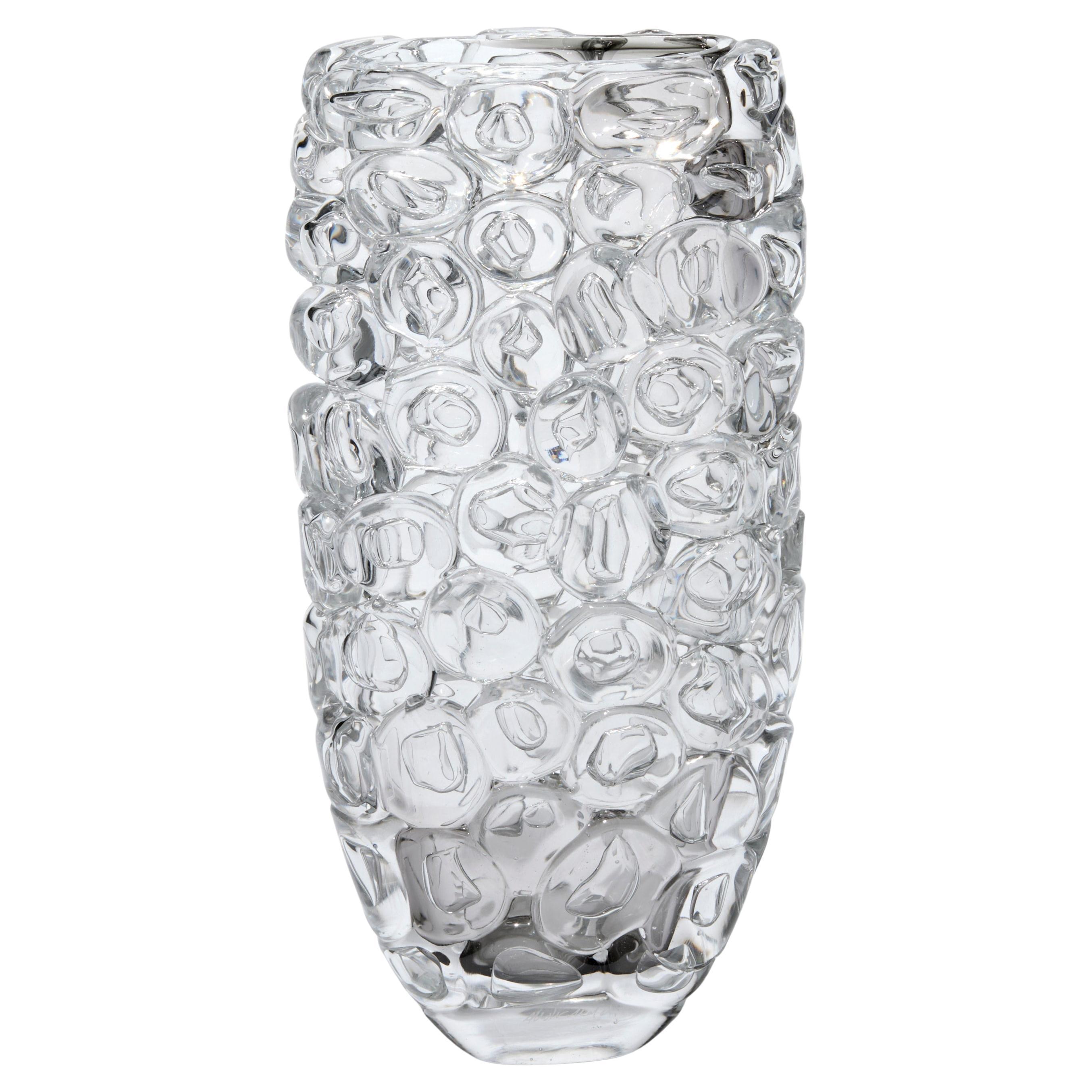 Bubblewrap Glacial, clear & icy grey handblown glass vase by Allister Malcolm