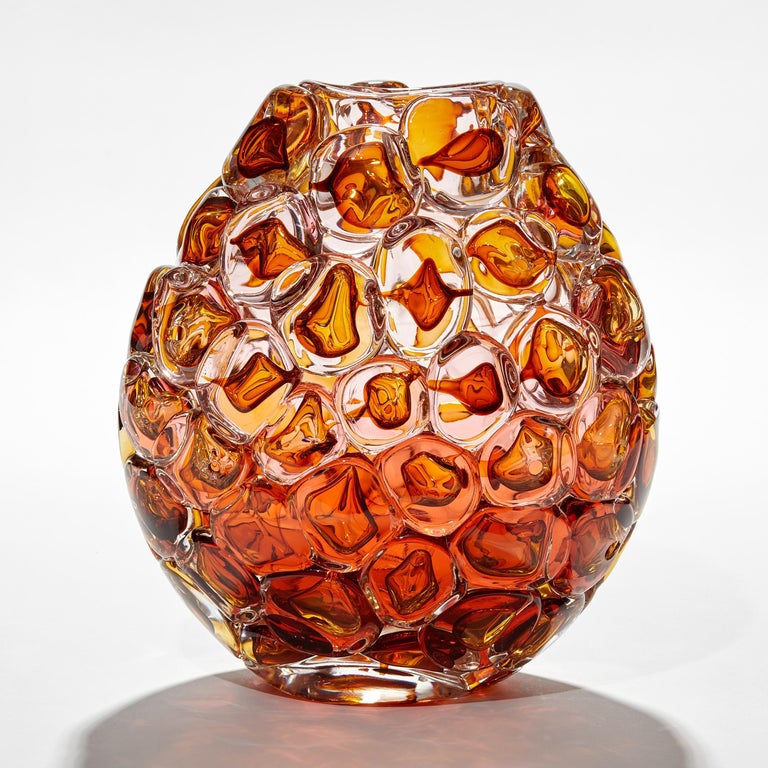 Bubblewrap in Aurora, a Bubble Covered Amber Glass Vase by Allister