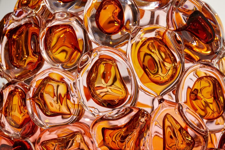 Bubblewrap in Aurora, a Bubble Covered Amber Glass Vase by Allister