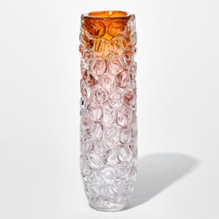Bubblewrap in Aurora Ascent, pink/orange blown glass vase by Allister Malcolm