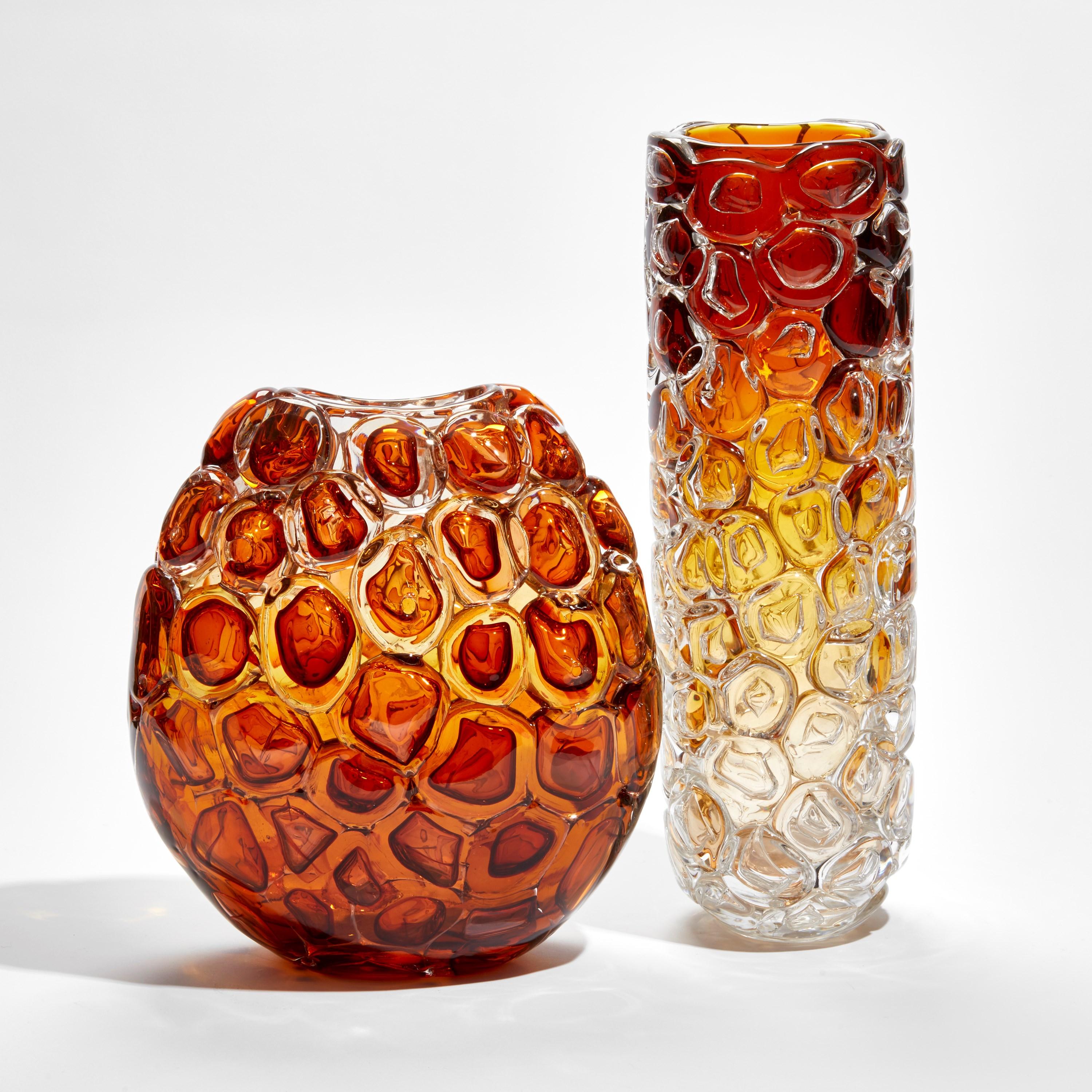 Hand-Crafted Bubblewrap in Burnt Orange, an Amber / Orange Glass Vase by Allister Malcolm