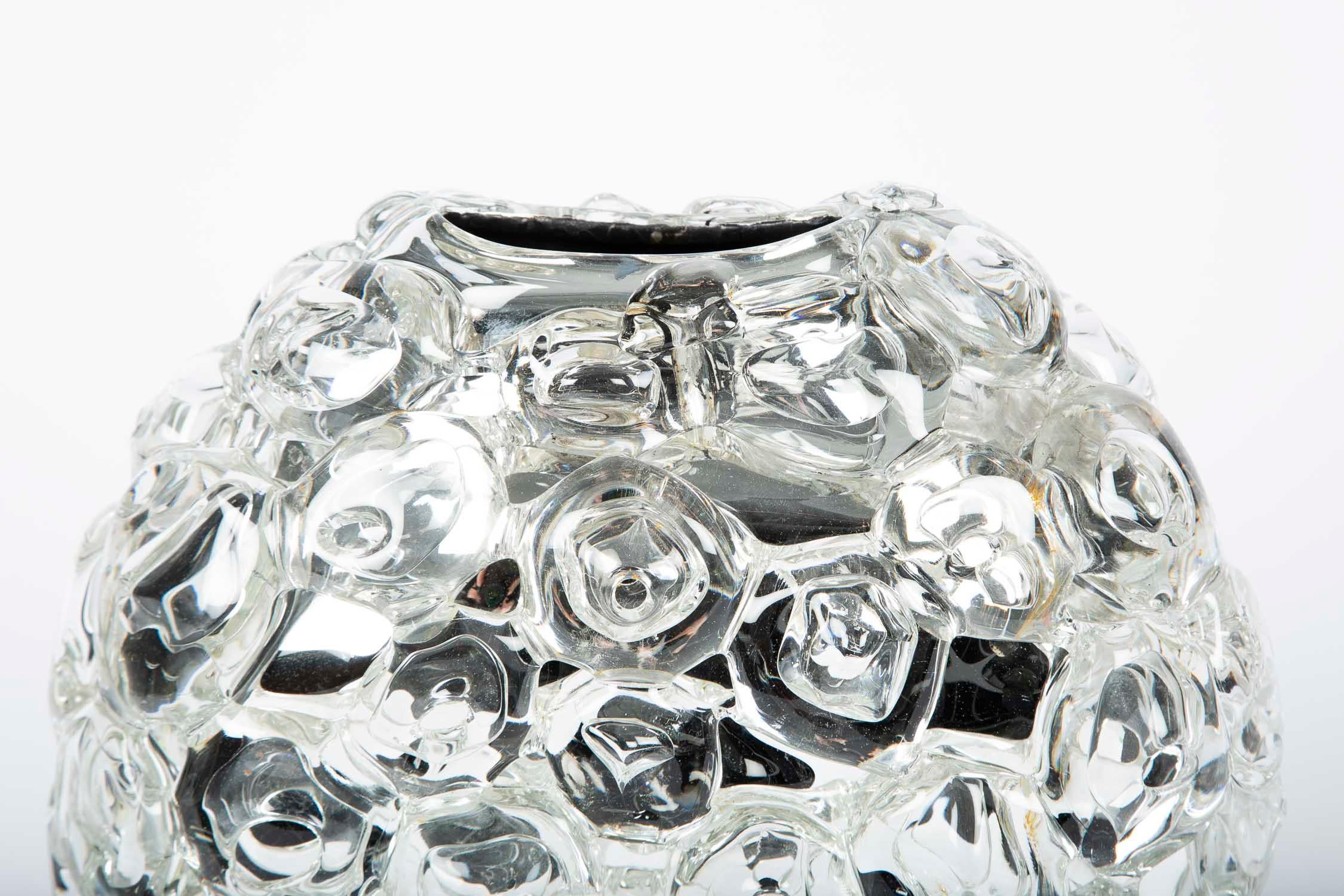 Modern Bubblewrap in Clear, a Unique silver & clear glass Vase by Allister Malcolm