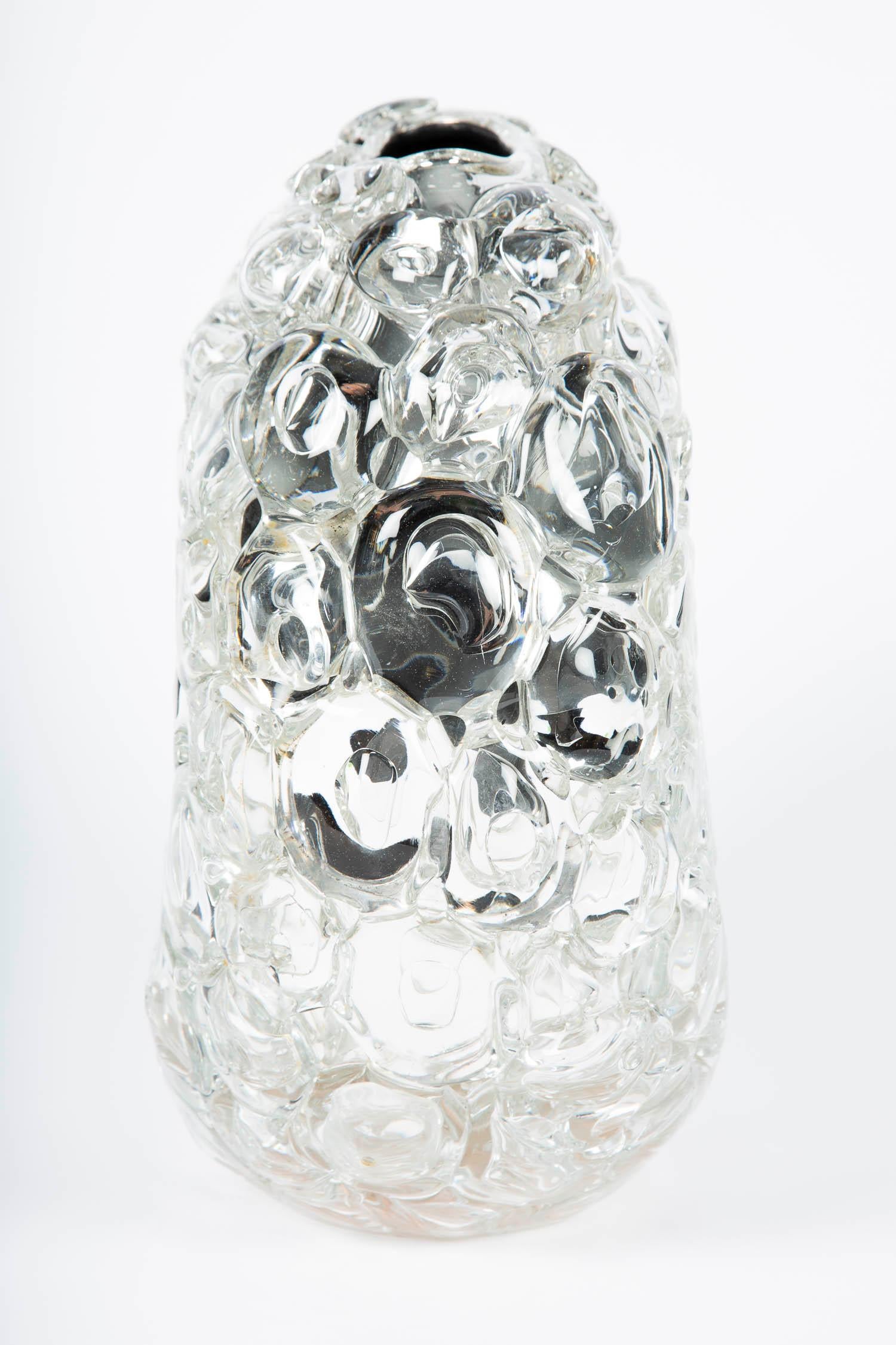 Hand-Crafted Bubblewrap in Clear, a Unique silver & clear glass Vase by Allister Malcolm