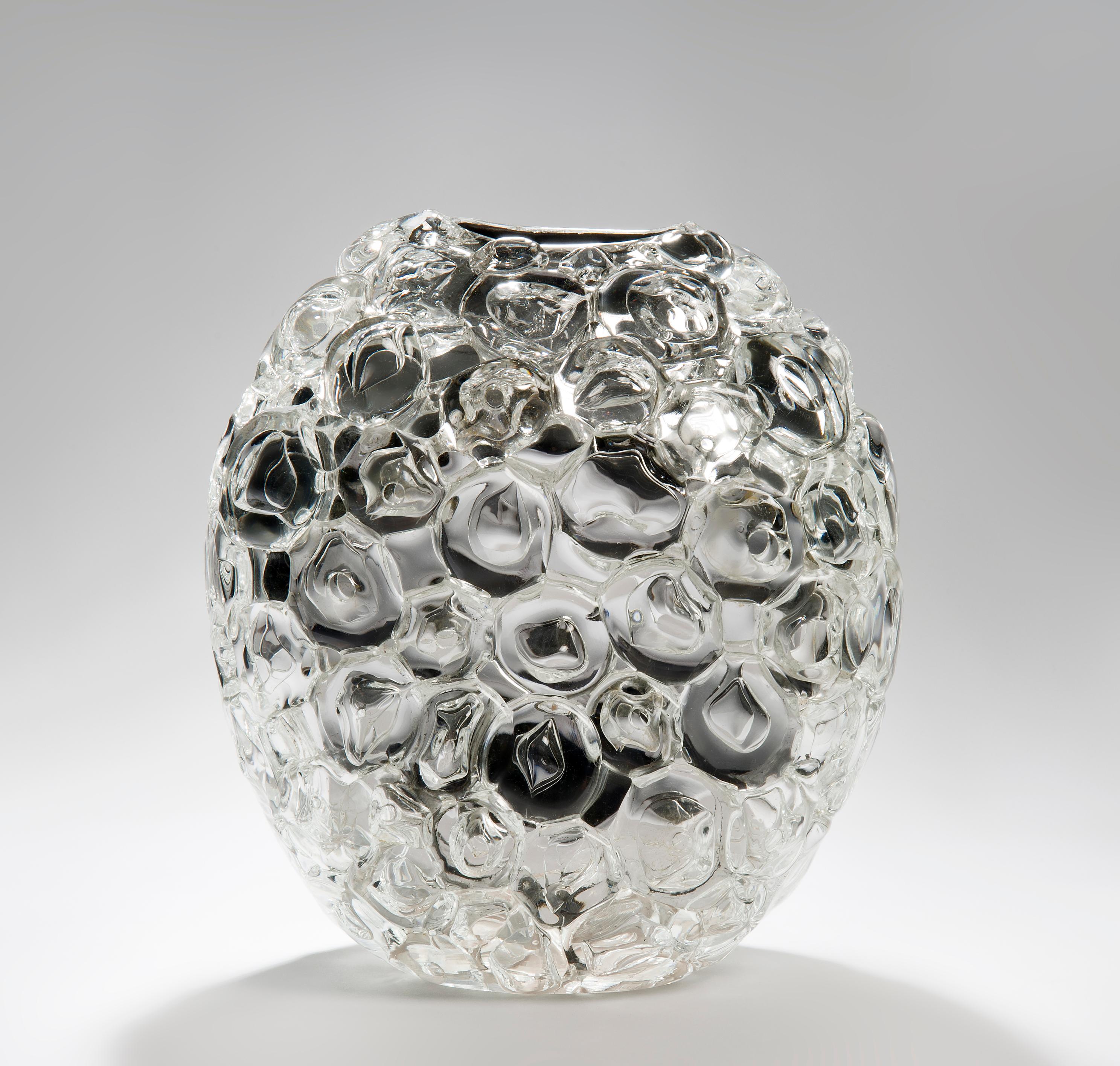Contemporary Bubblewrap in Clear, a Unique silver & clear glass Vase by Allister Malcolm