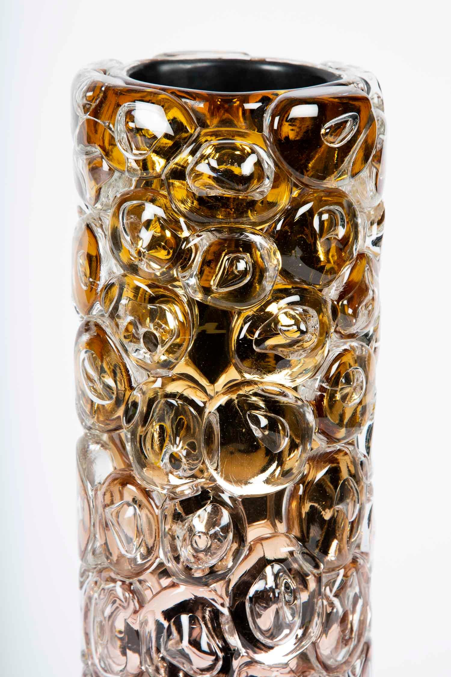 Modern Bubblewrap in Gold, a Unique pink, gold & silver glass Vase by Allister Malcolm