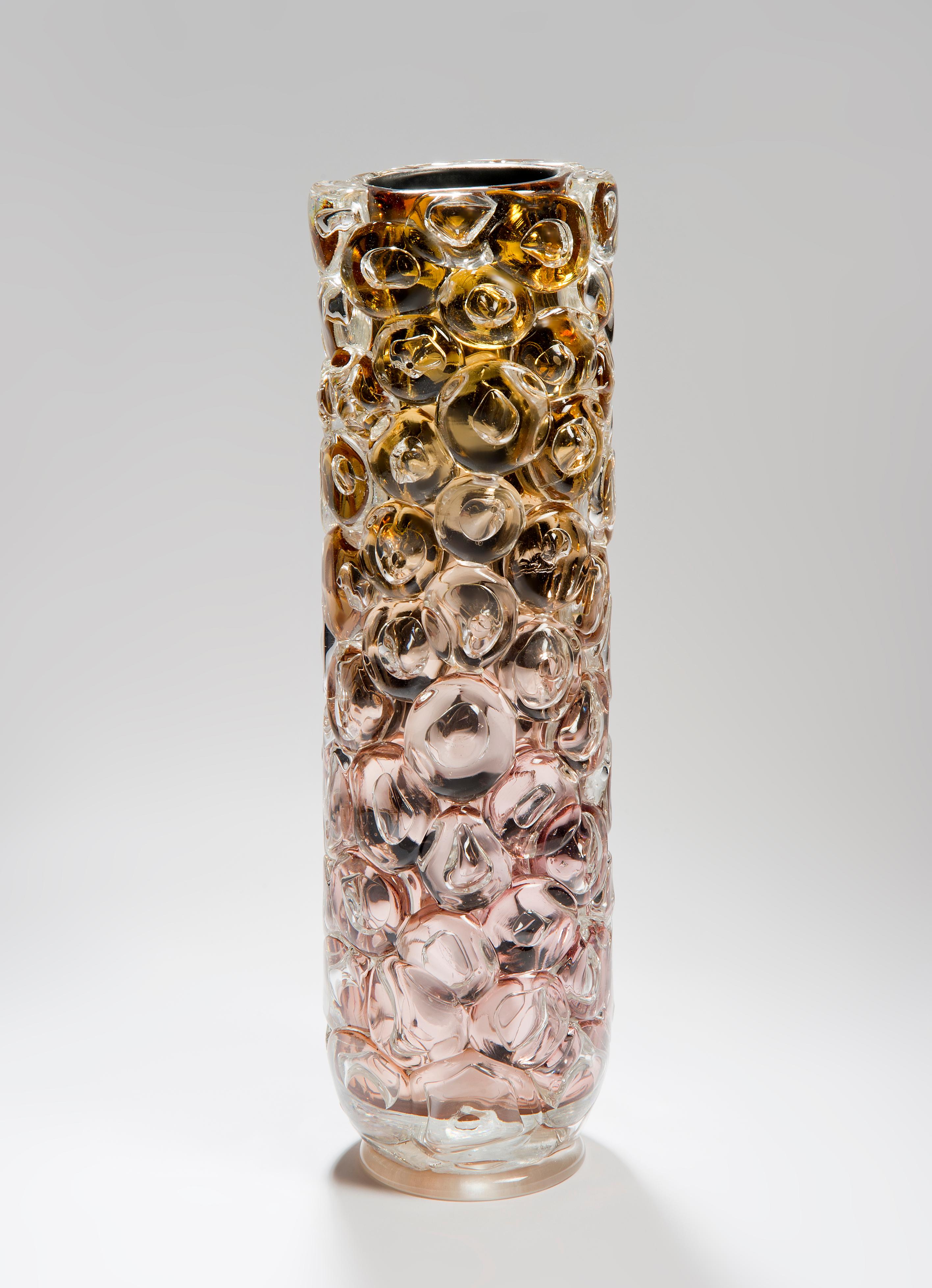 Art Glass Bubblewrap in Gold, a Unique pink, gold & silver glass Vase by Allister Malcolm