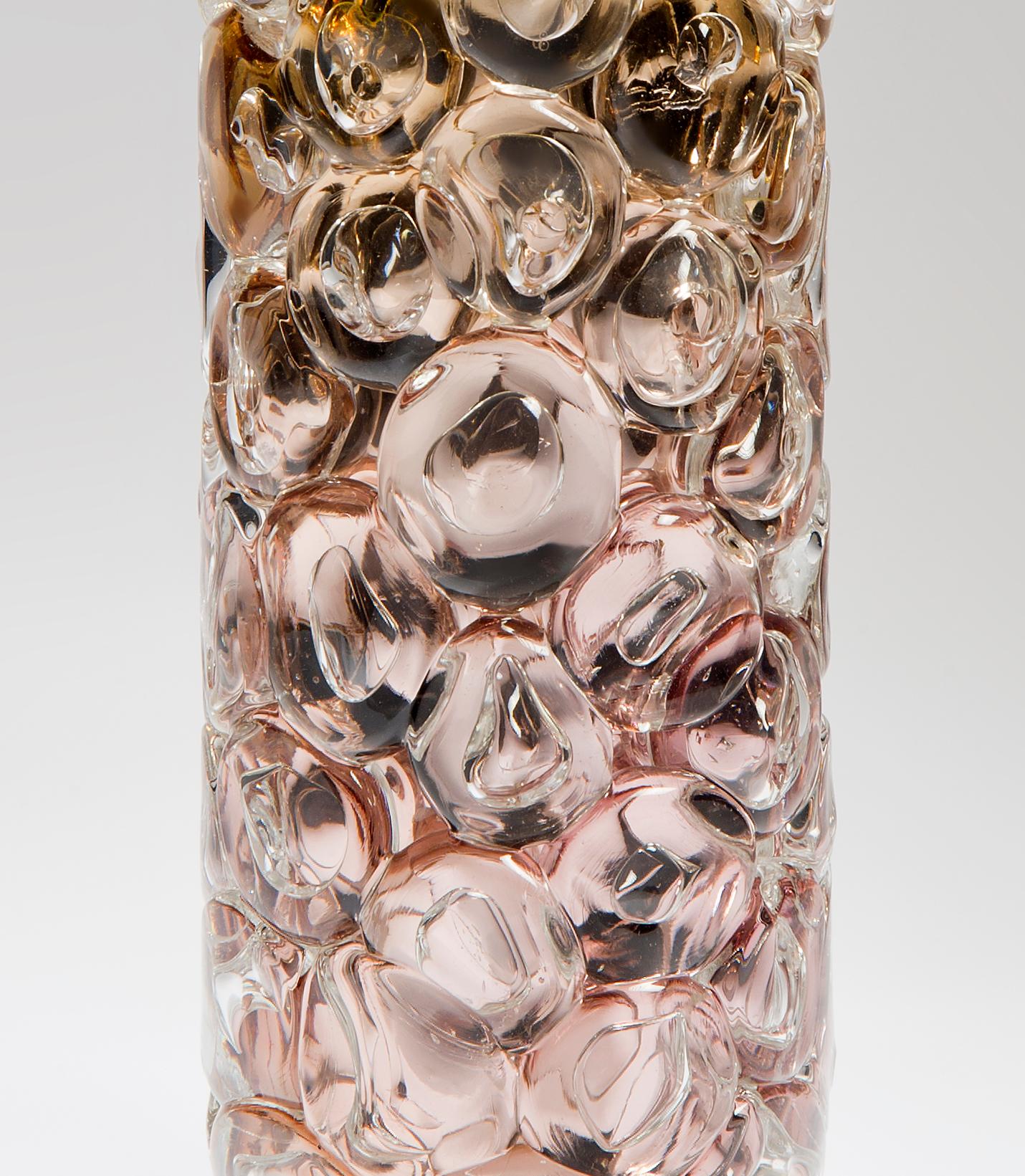 Bubblewrap in Gold, a Unique pink, gold & silver glass Vase by Allister Malcolm 1