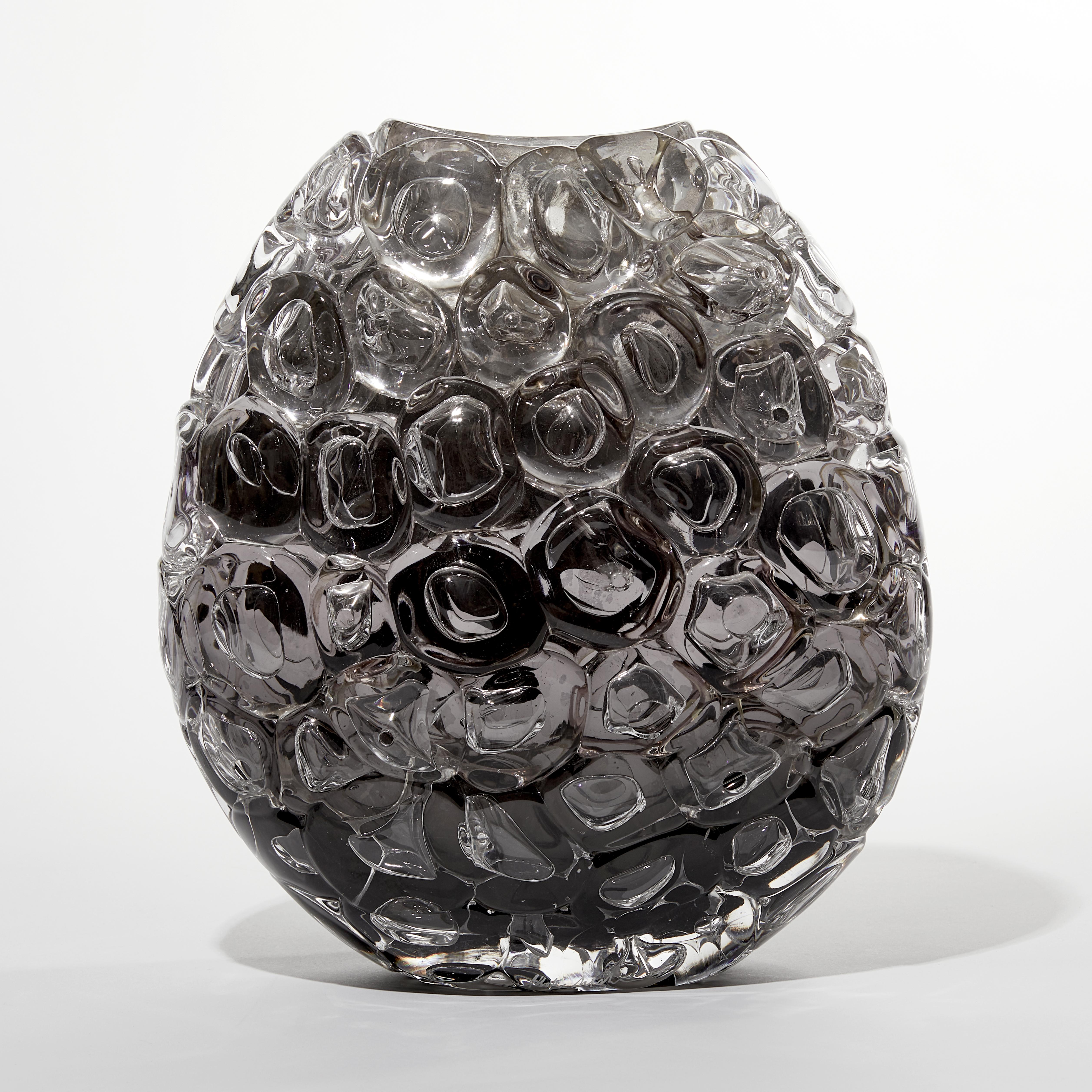 Art Glass Bubblewrap in Monochrome I, a Silver and Clear Glass Vase by Allister Malcolm