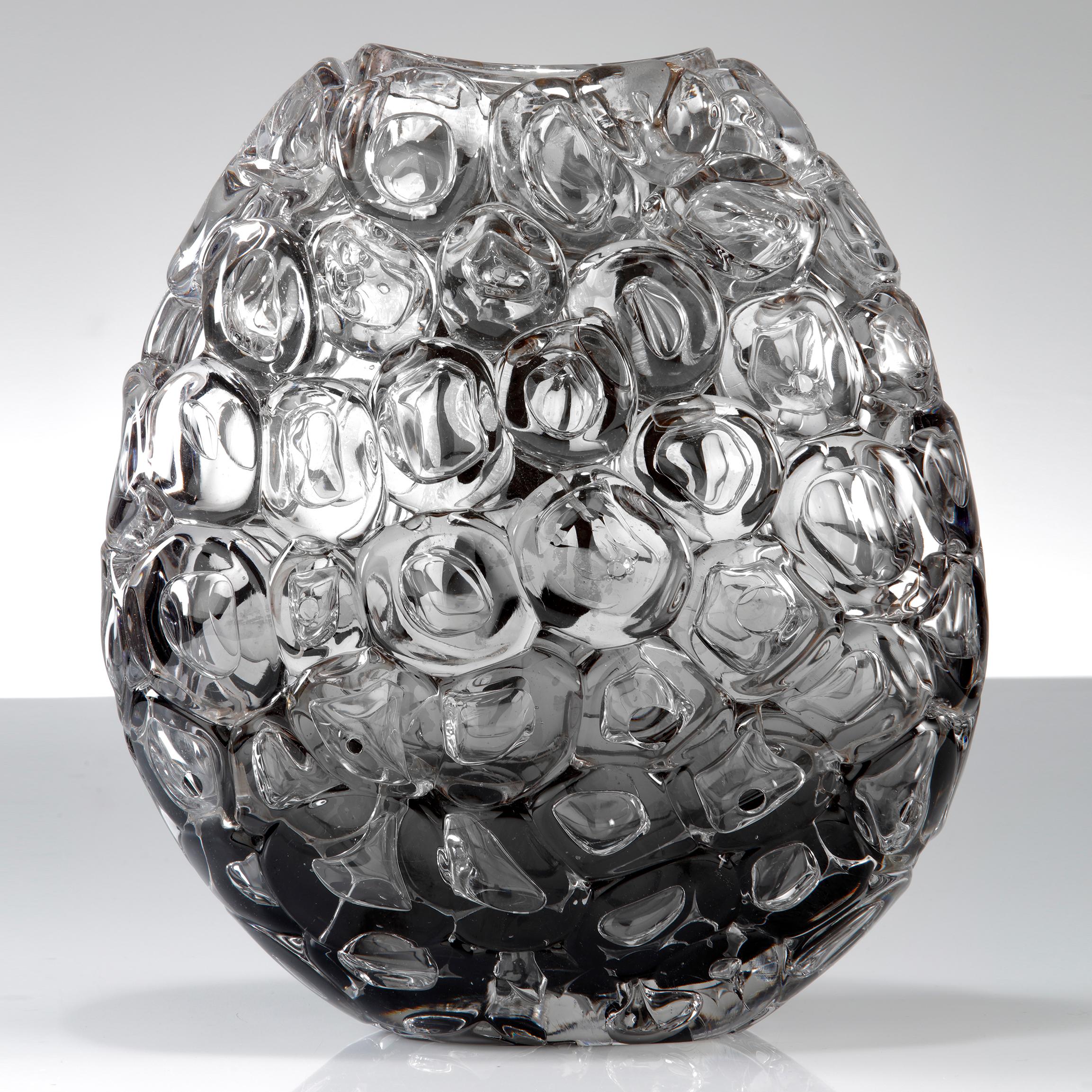 Organic Modern Bubblewrap in Monochrome I, a Silver and Clear Glass Vase by Allister Malcolm