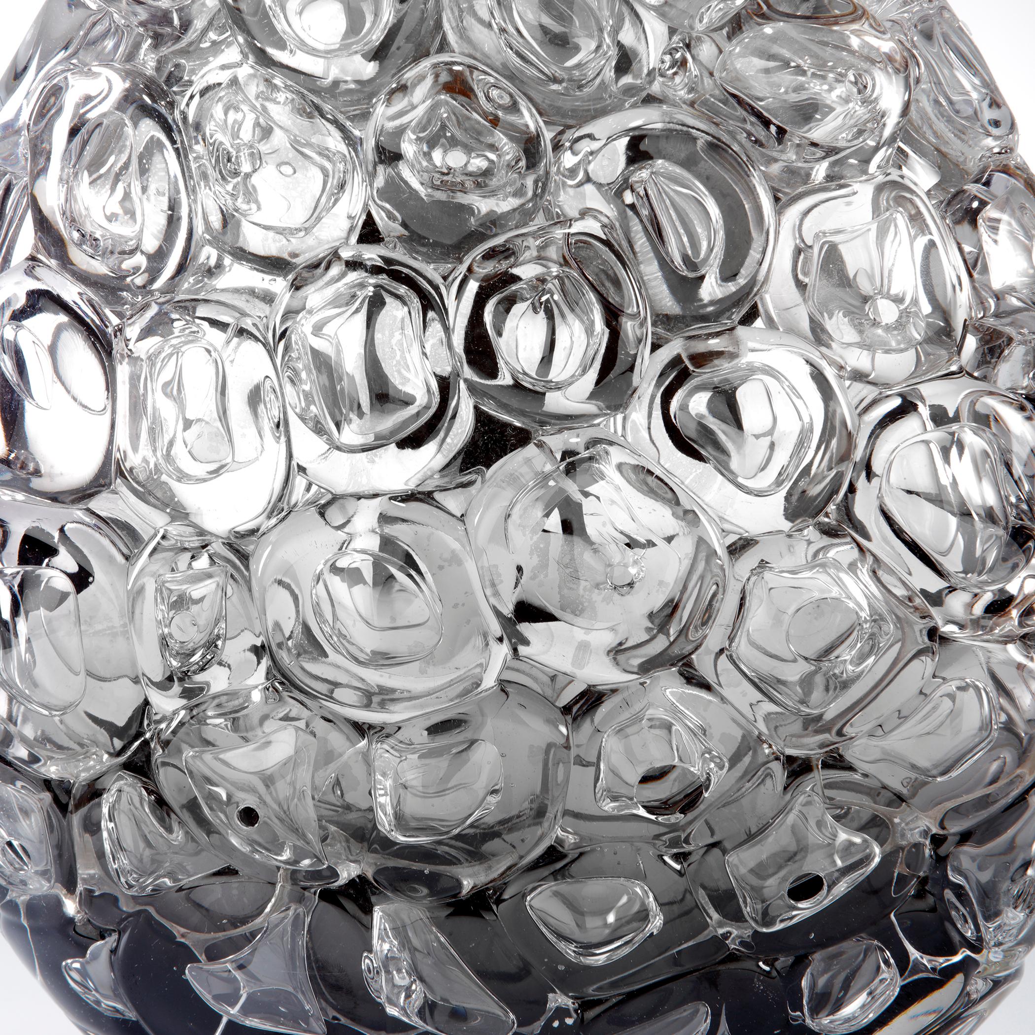 Hand-Crafted Bubblewrap in Monochrome I, a Silver and Clear Glass Vase by Allister Malcolm