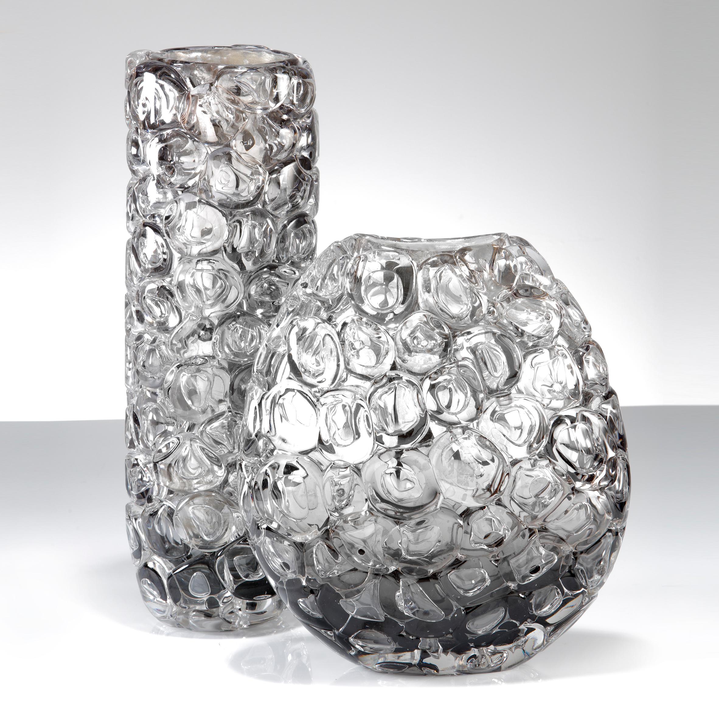 Contemporary Bubblewrap in Monochrome I, a Silver and Clear Glass Vase by Allister Malcolm