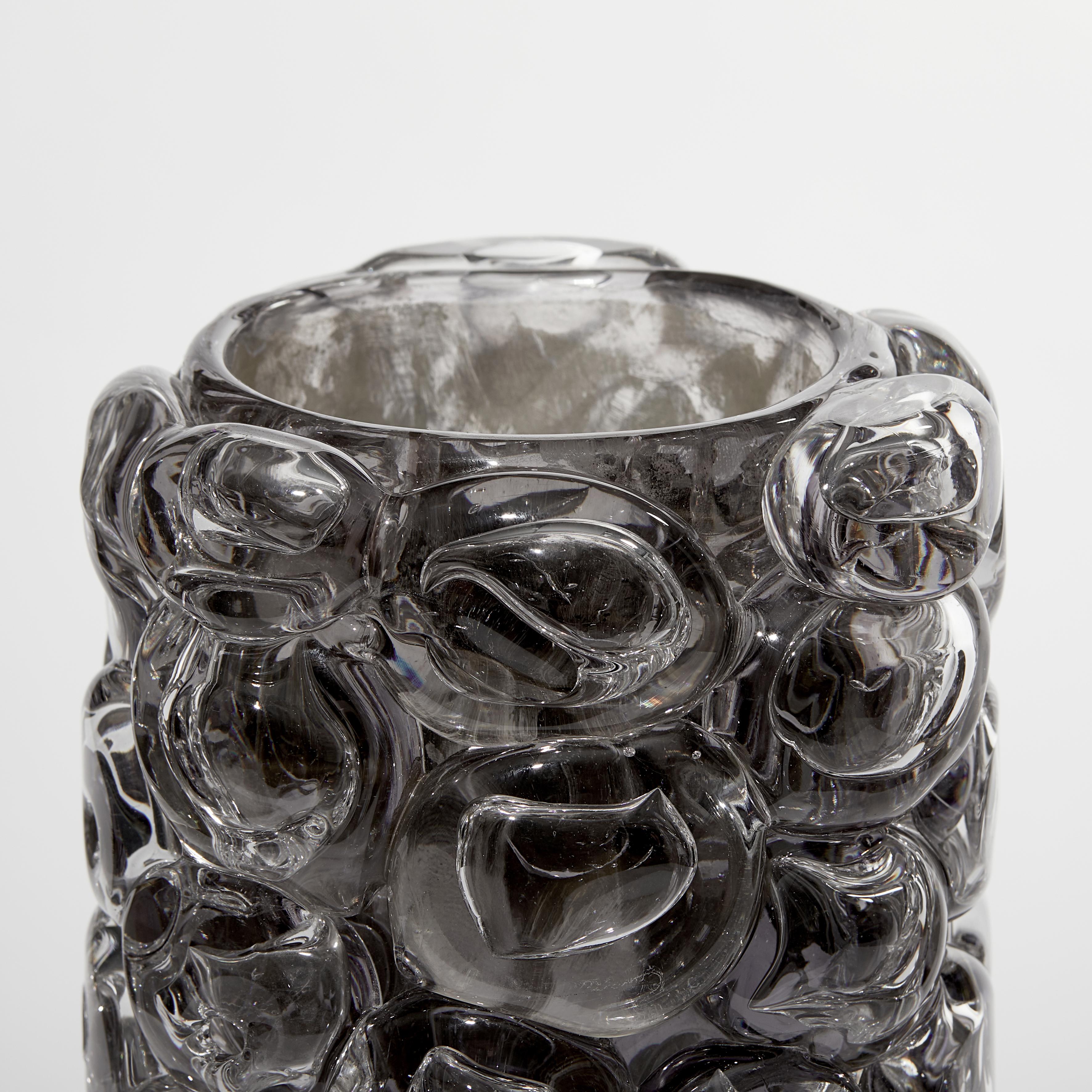 Bubblewrap in Monochrome II, a Silver and Clear Glass Vase by Allister Malcolm 3