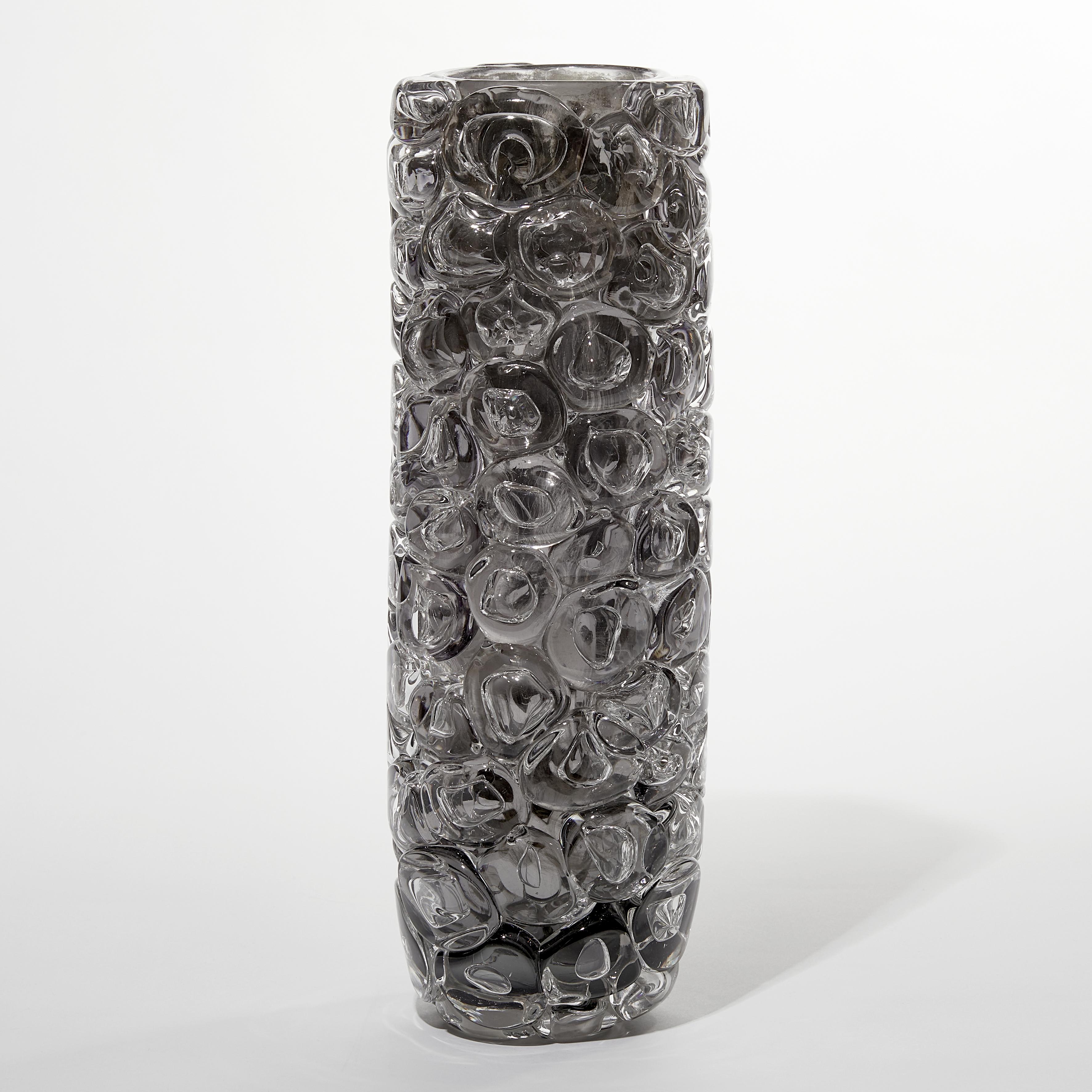Bubblewrap in Monochrome II, a Silver and Clear Glass Vase by Allister Malcolm 2