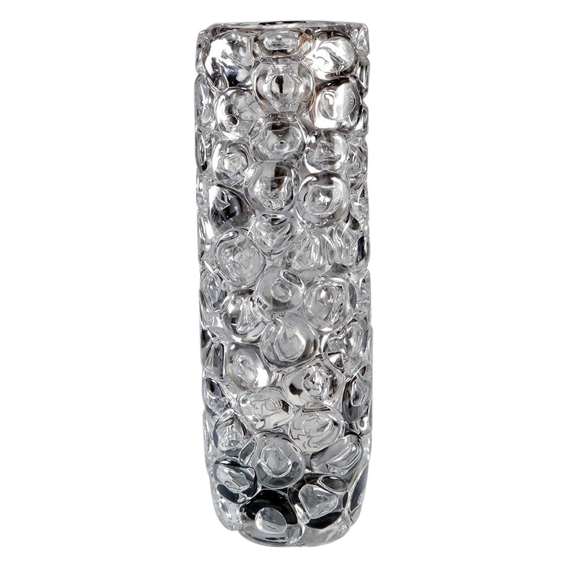 Bubblewrap in Monochrome II, a Silver and Clear Glass Vase by Allister Malcolm