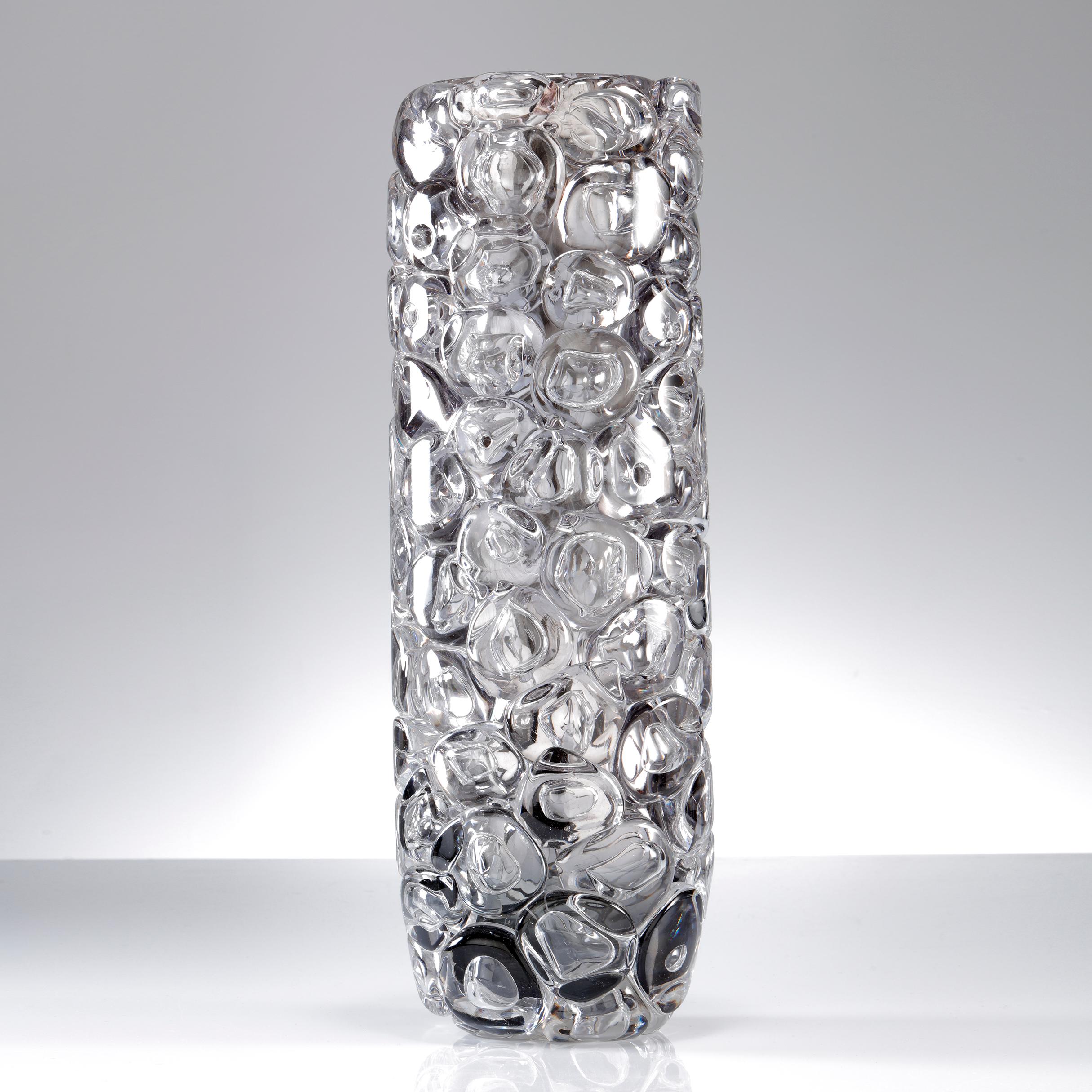 Organic Modern Bubblewrap in Monochrome II, a Silver and Clear Glass Vase by Allister Malcolm