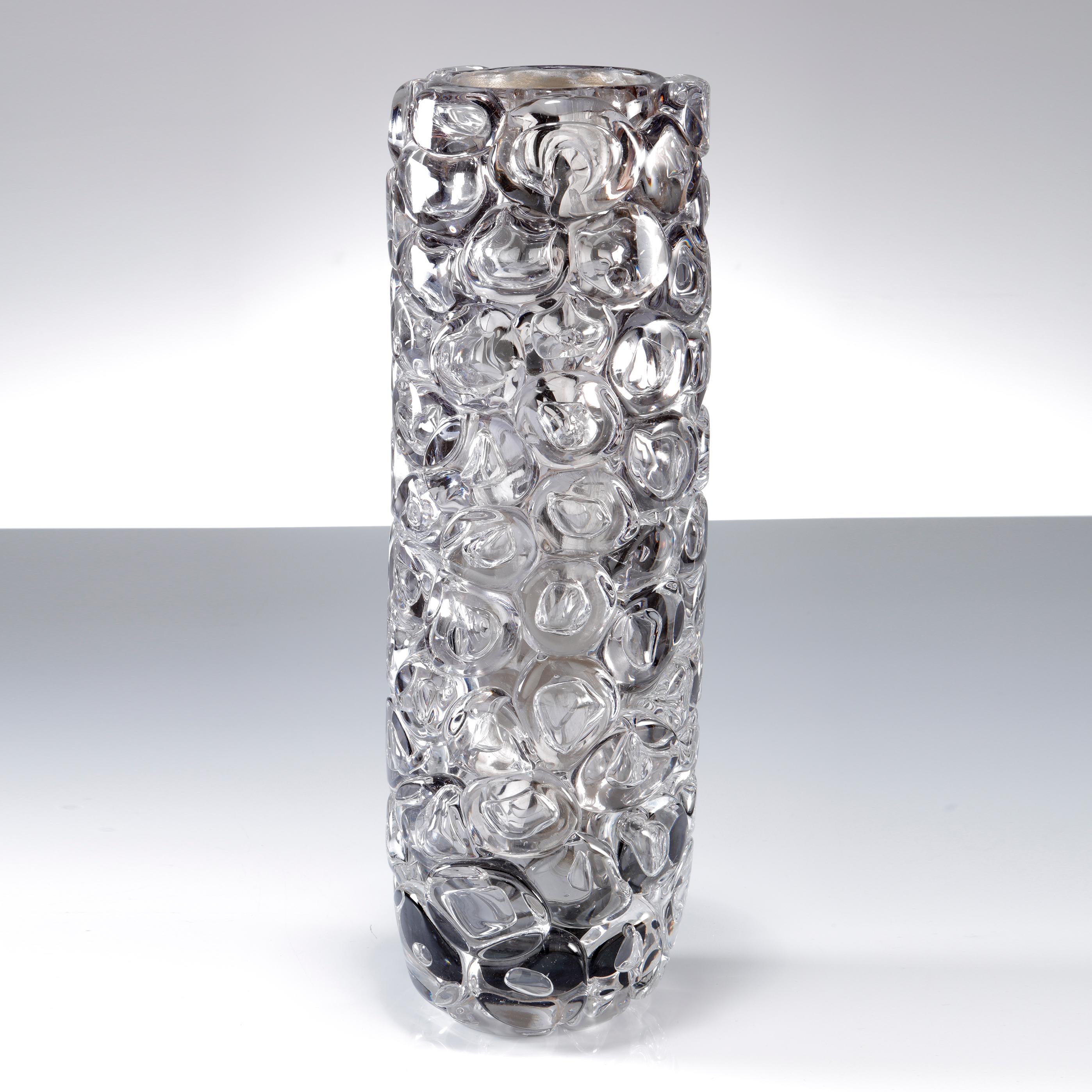 British Bubblewrap in Monochrome II, a Silver and Clear Glass Vase by Allister Malcolm