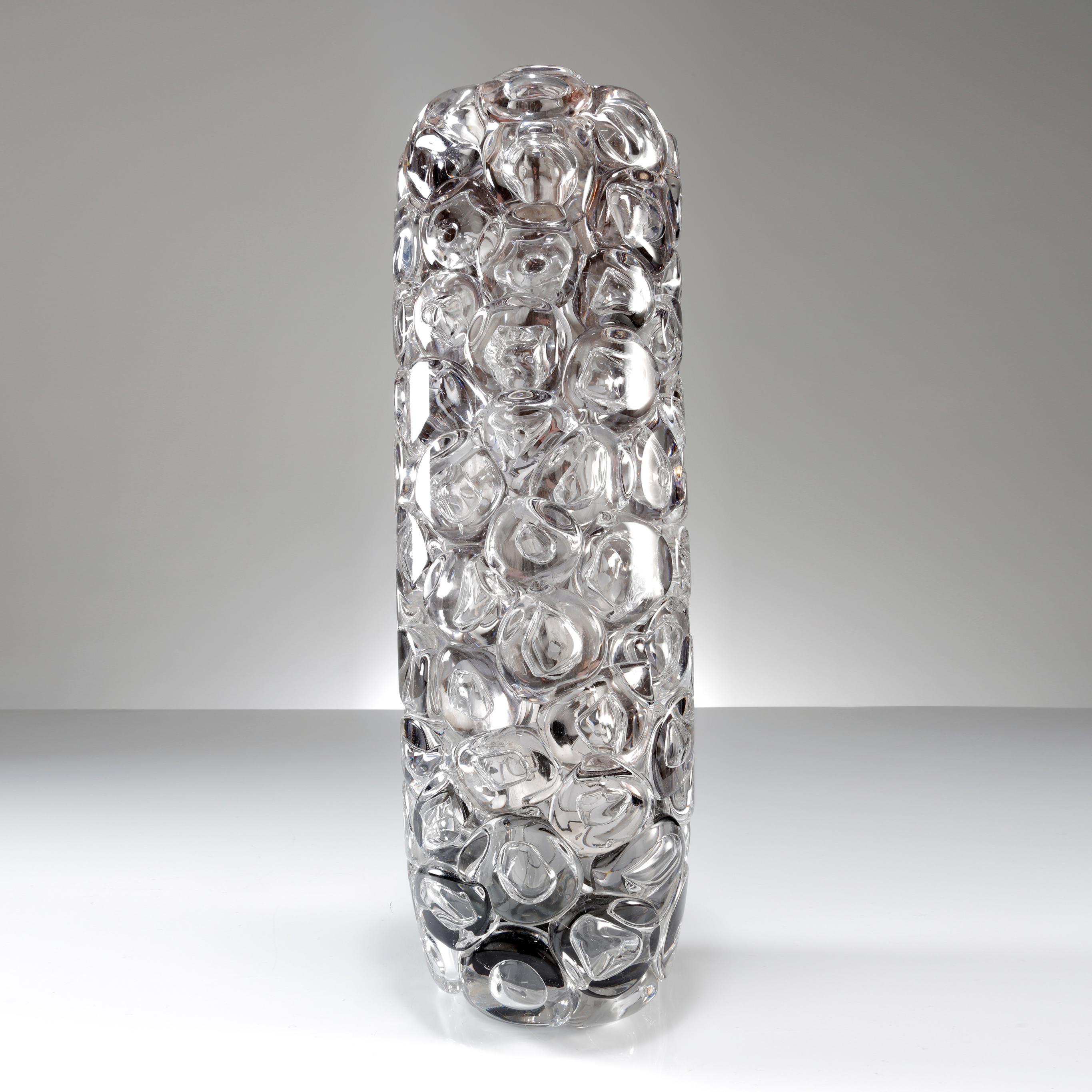 Hand-Crafted Bubblewrap in Monochrome II, a Silver and Clear Glass Vase by Allister Malcolm