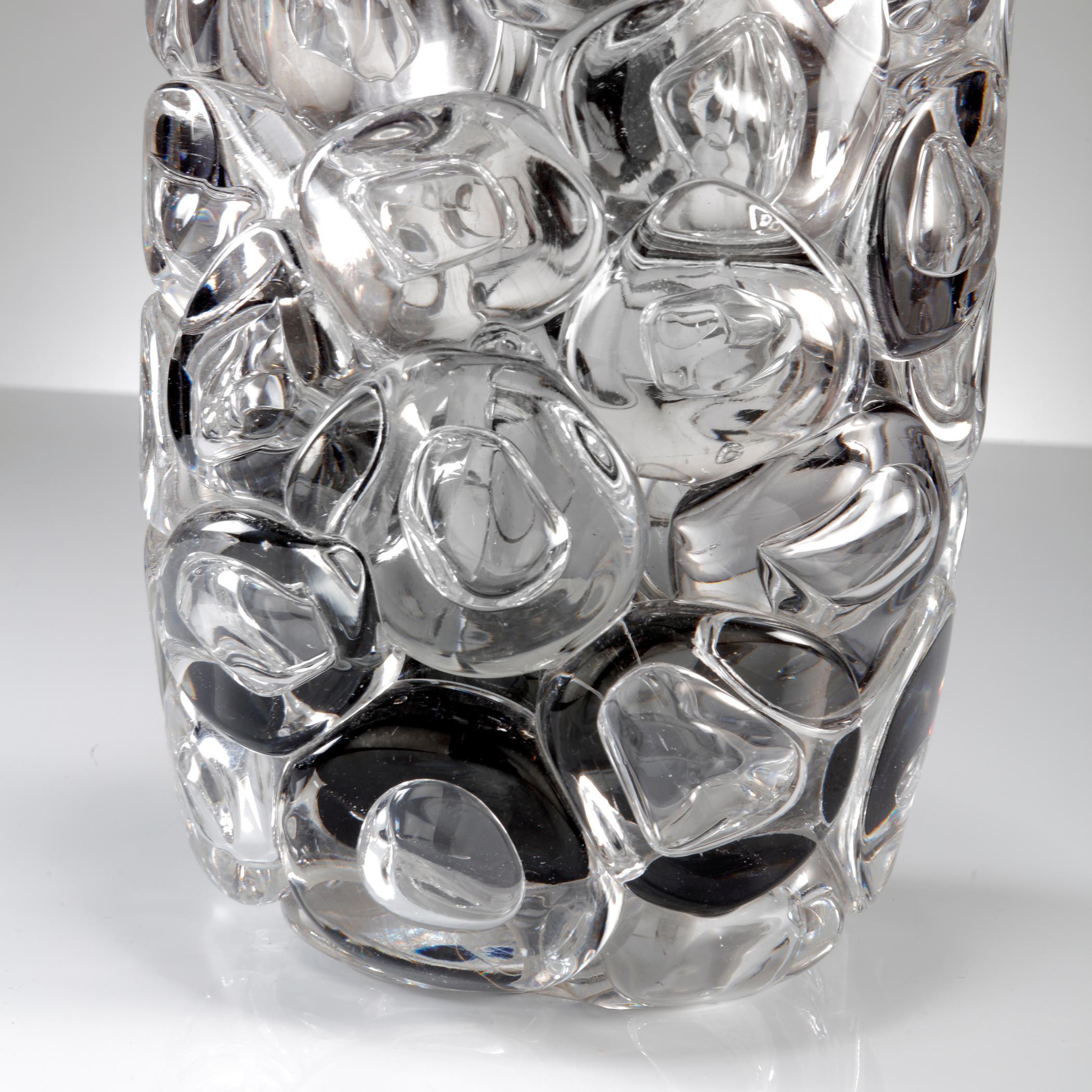 Bubblewrap in Monochrome II, a Silver and Clear Glass Vase by Allister Malcolm In New Condition In London, GB