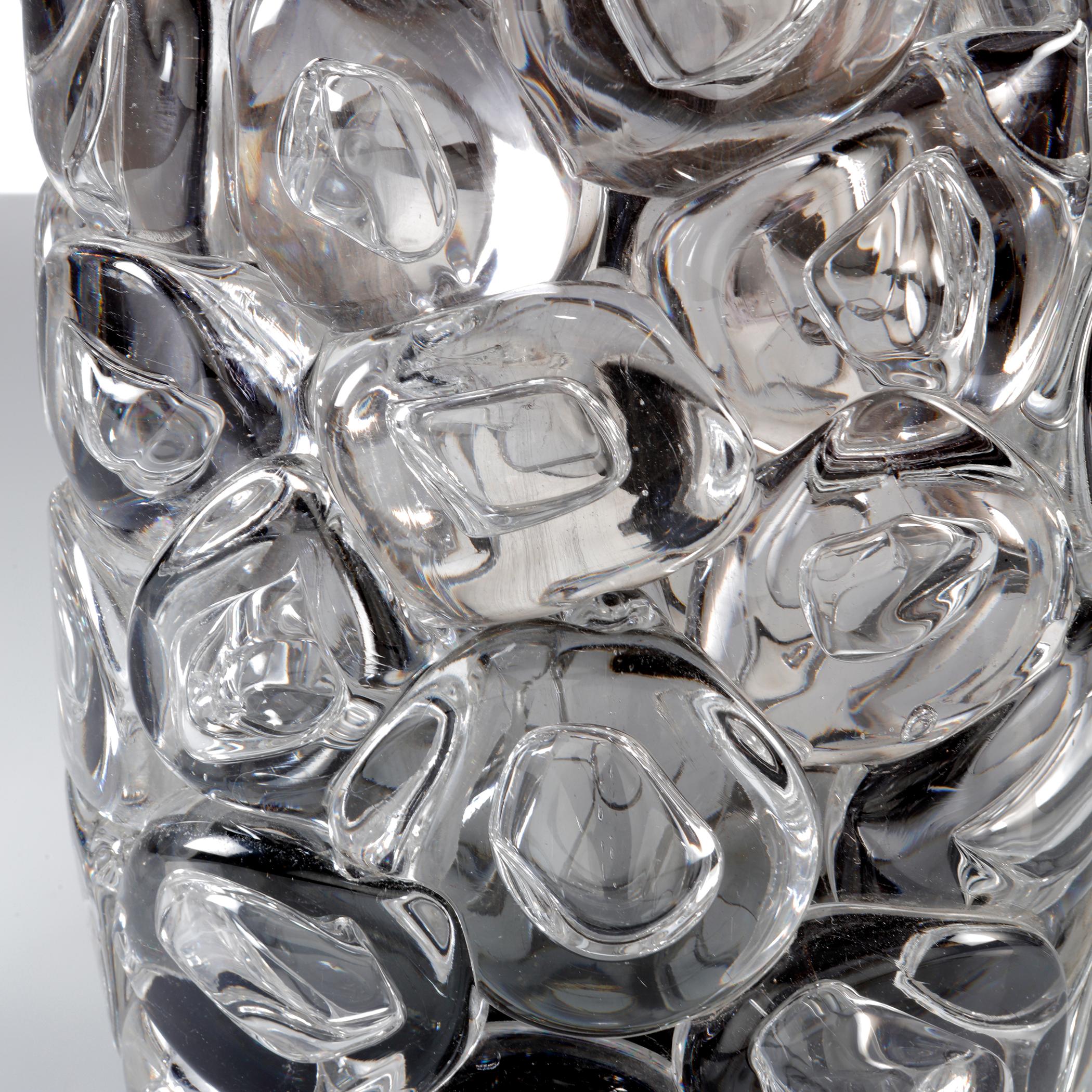 Contemporary Bubblewrap in Monochrome II, a Silver and Clear Glass Vase by Allister Malcolm