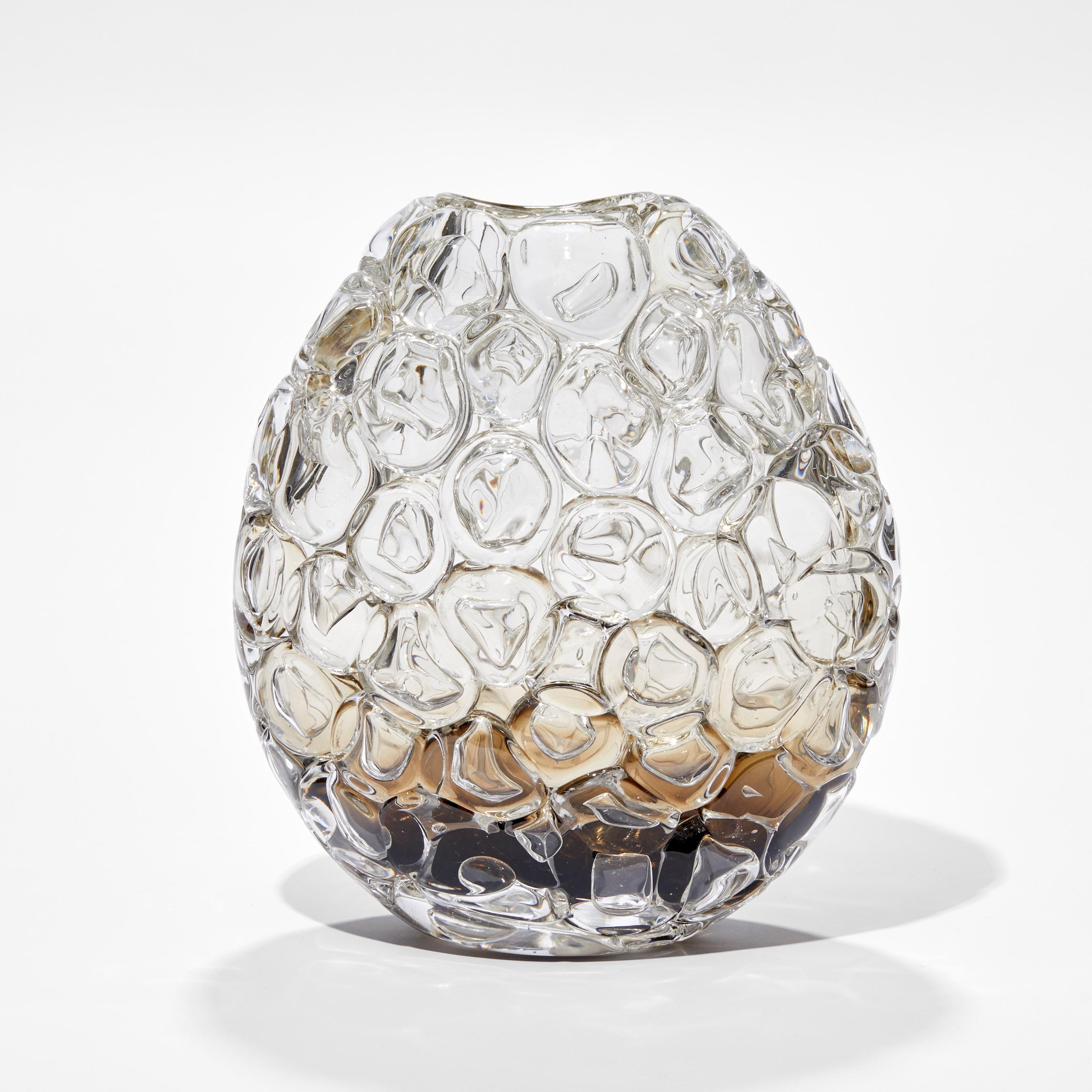 Organic Modern Bubblewrap in Olivin Ombre II, Clear, Bronze & Brown Vase by Allister Malcolm For Sale