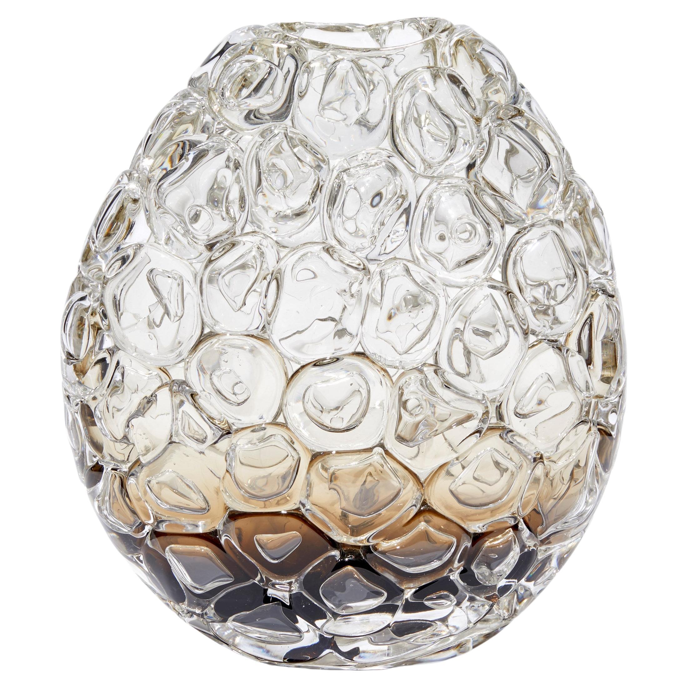 Bubblewrap in Olivin Ombre II, Clear, Bronze & Brown Vase by Allister Malcolm For Sale