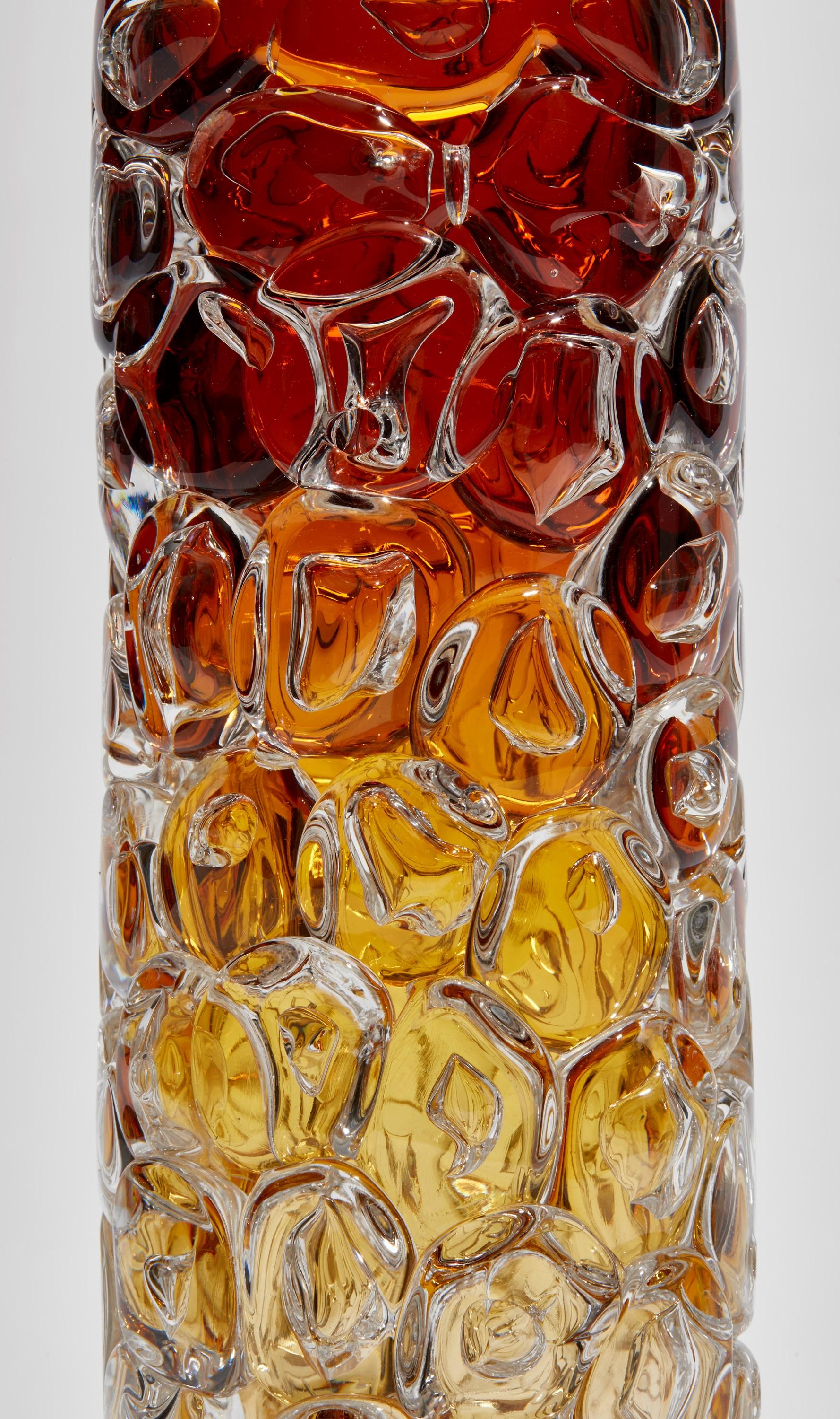 Organic Modern Bubblewrap in Yellow & Orange, an Amber / Orange Glass Vase by Allister Malcolm