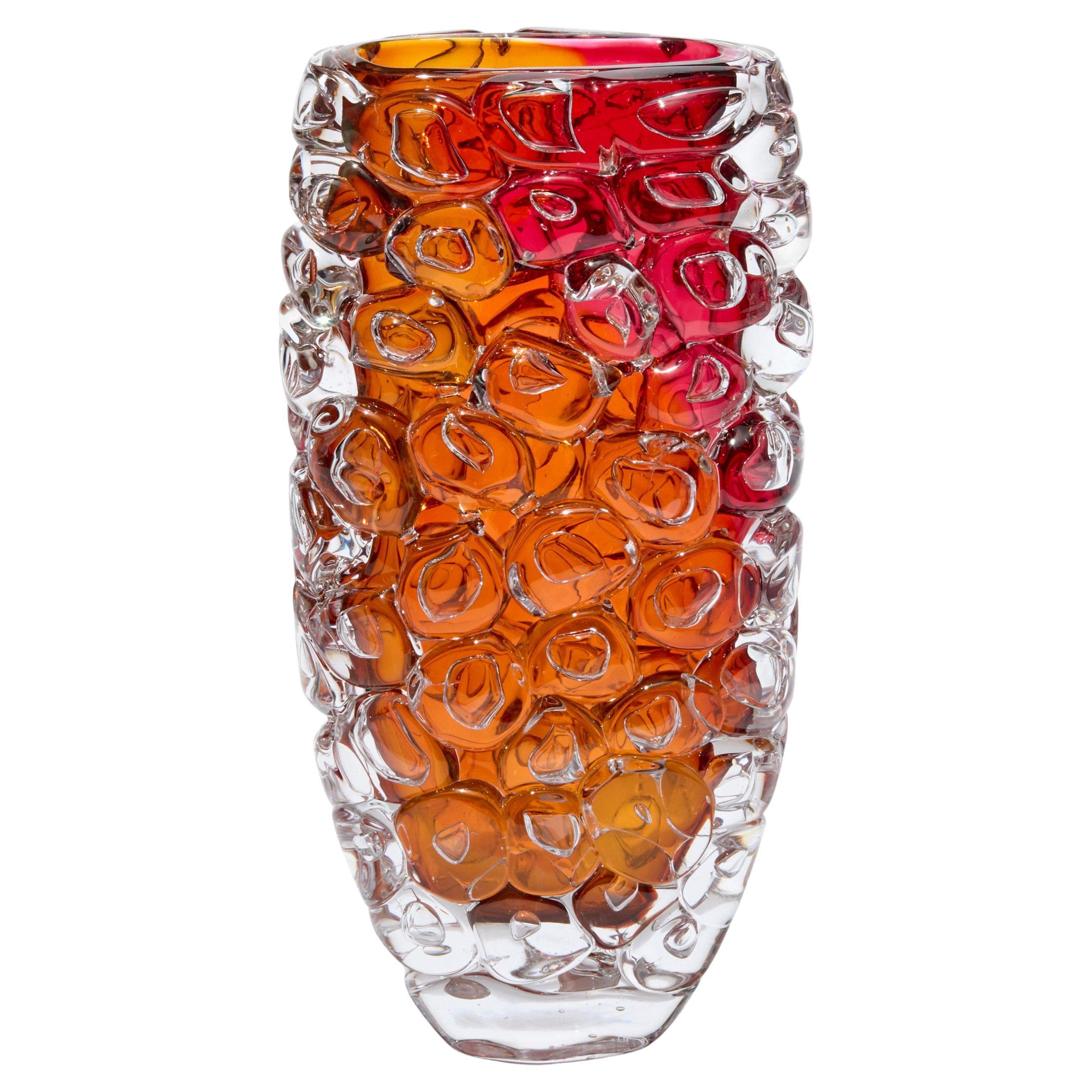 Bubblewrap Radiant, an orange & pink handblown glass vase by Allister Malcolm