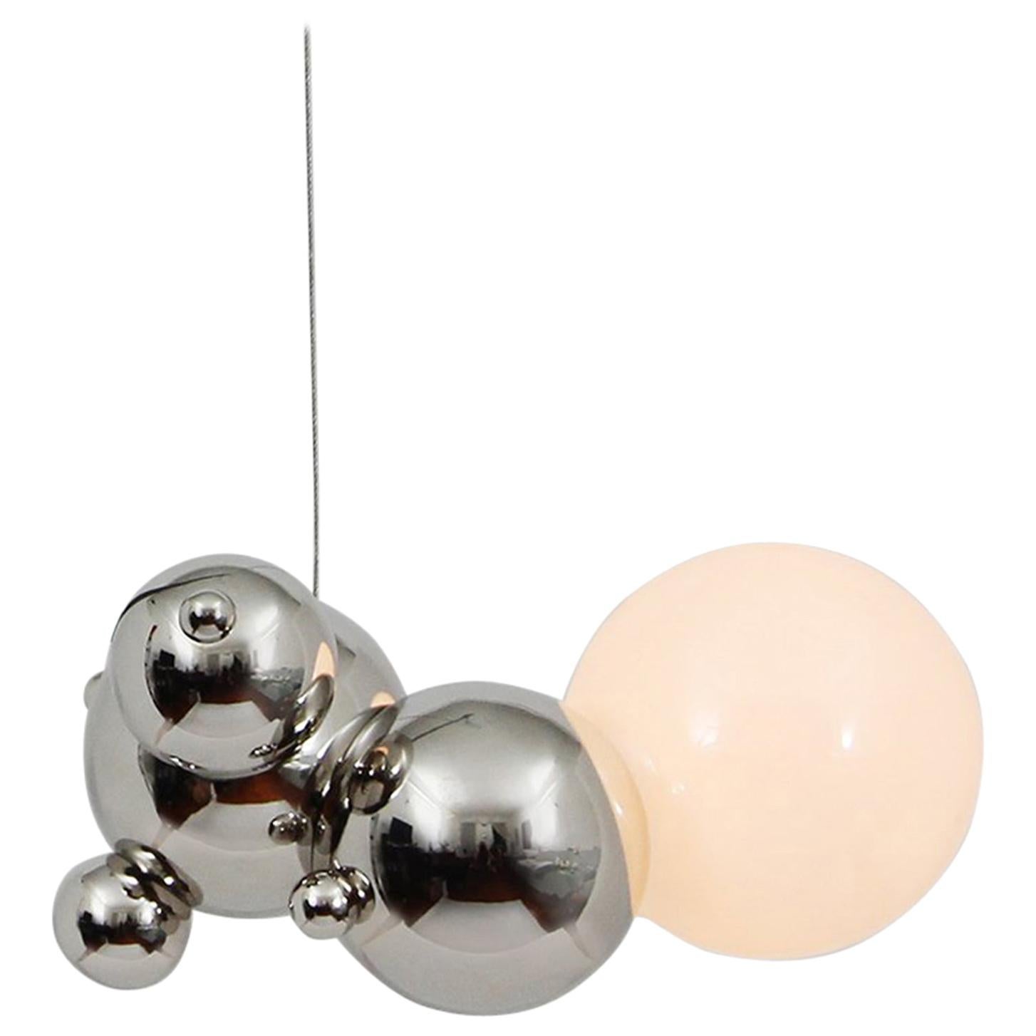 Bubbly 01-Light Pendant, Polished Nickel, Modern Molecular Sculptural Lighting