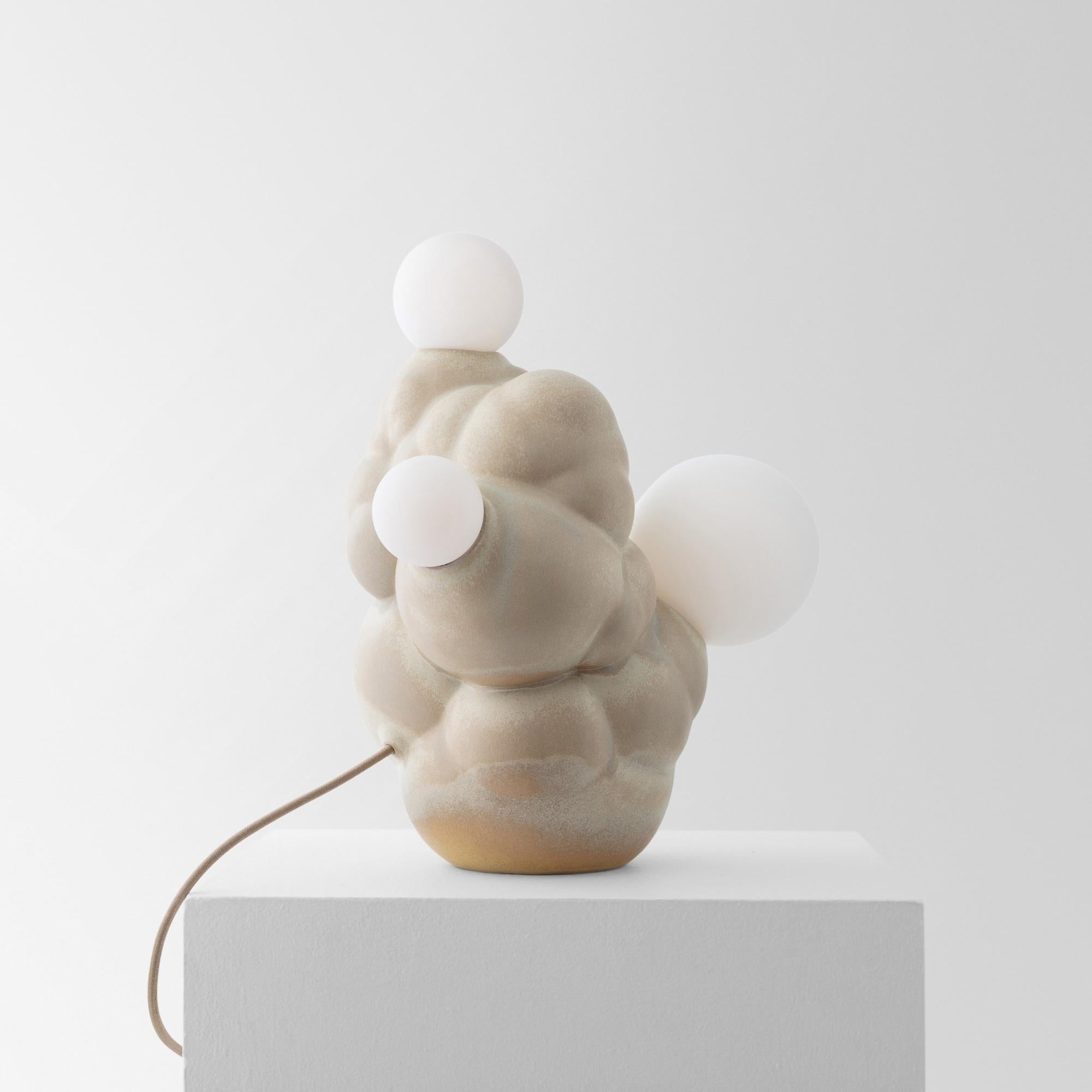 Modern Bubbly Botryoidal Ceramic Table Lamp in Cream Custom Glaze by Forma Rosa Studio For Sale