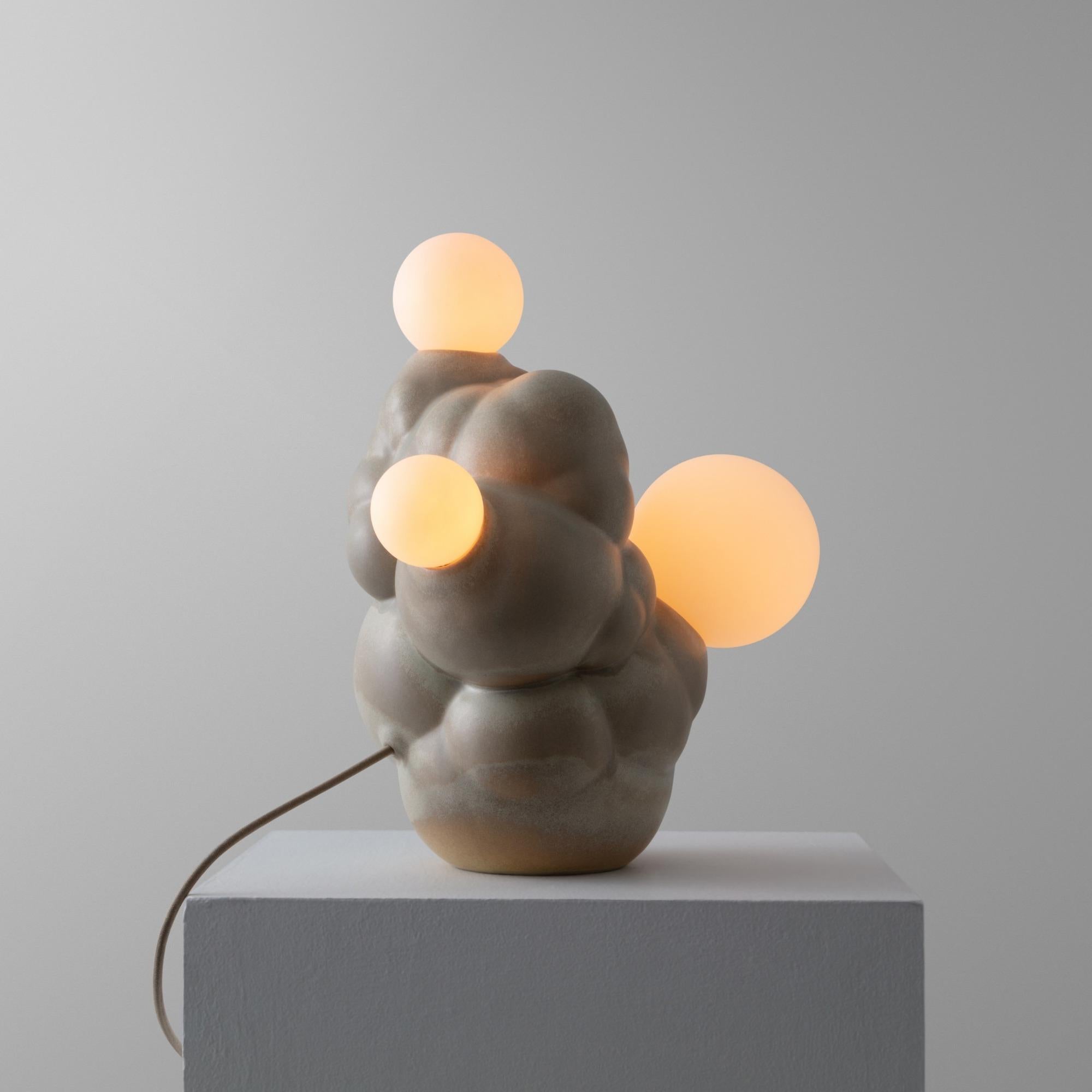American Bubbly Botryoidal Ceramic Table Lamp in Cream Custom Glaze by Forma Rosa Studio For Sale