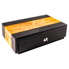 Art Deco Design Burl Maple Black Lacquered Watch Box Buben & Zorweg Vantage 10