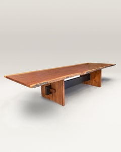 Bubinga Live Edge Dining Table - Paramount Exclusive Design Mahogany Base