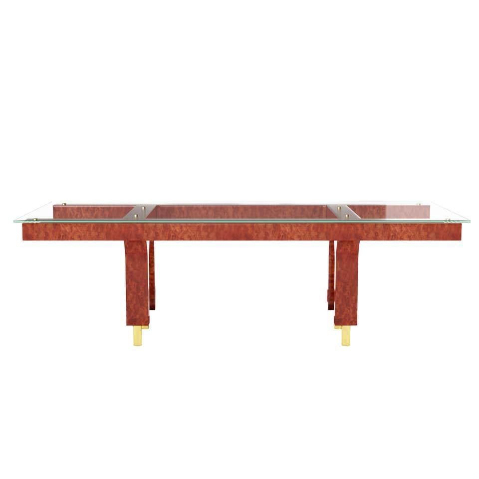 The Great Arch Dining Table takes its name from the structural arches that the Romans used for building aqueducts. One entire arch in the middle and two partial arches on either side span the width of the dining table. Cleverly placed legs offer the