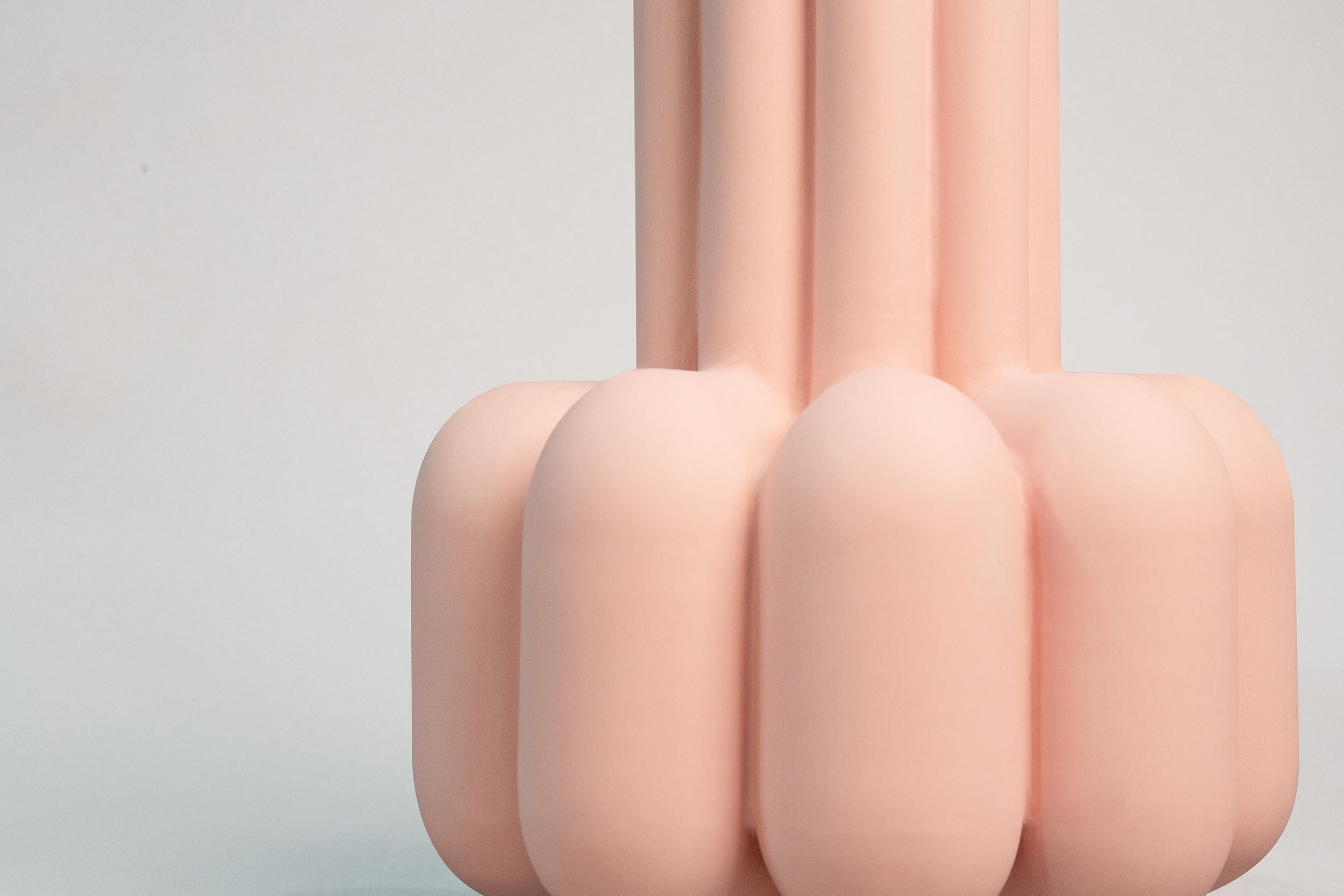 Modern Bubu Vase, Porcelain, Organic, Pink colour, in Stock by Lara Bohinc For Sale