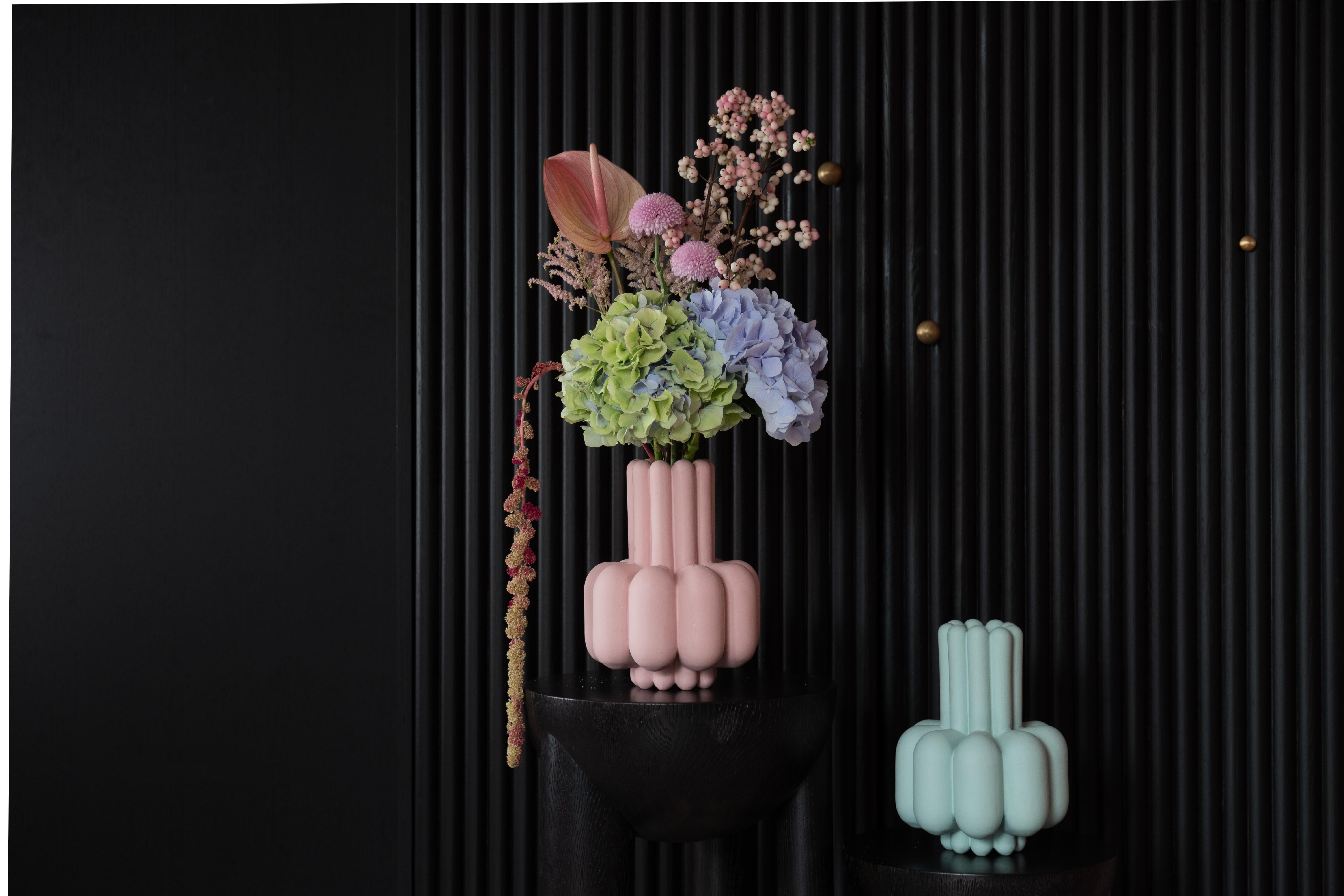 Cast Bubu Vase, Porcelain, Organic, Pink colour, in Stock by Lara Bohinc For Sale