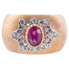 Buccellati 1.05ct Burma Ruby Diamond Gold Ring
