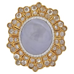 Buccellati 14.97ct Star Sapphire Cabochon Diamond Gold Cocktail Ring