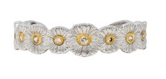 Buccellati 1.50 Carats Fancy Diamond Silver Vermeil Gardenia Flower Bracelet