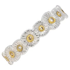 Buccellati 1.50 Carats Fancy Diamond Silver Vermeil Gardenia Flower Bracelet