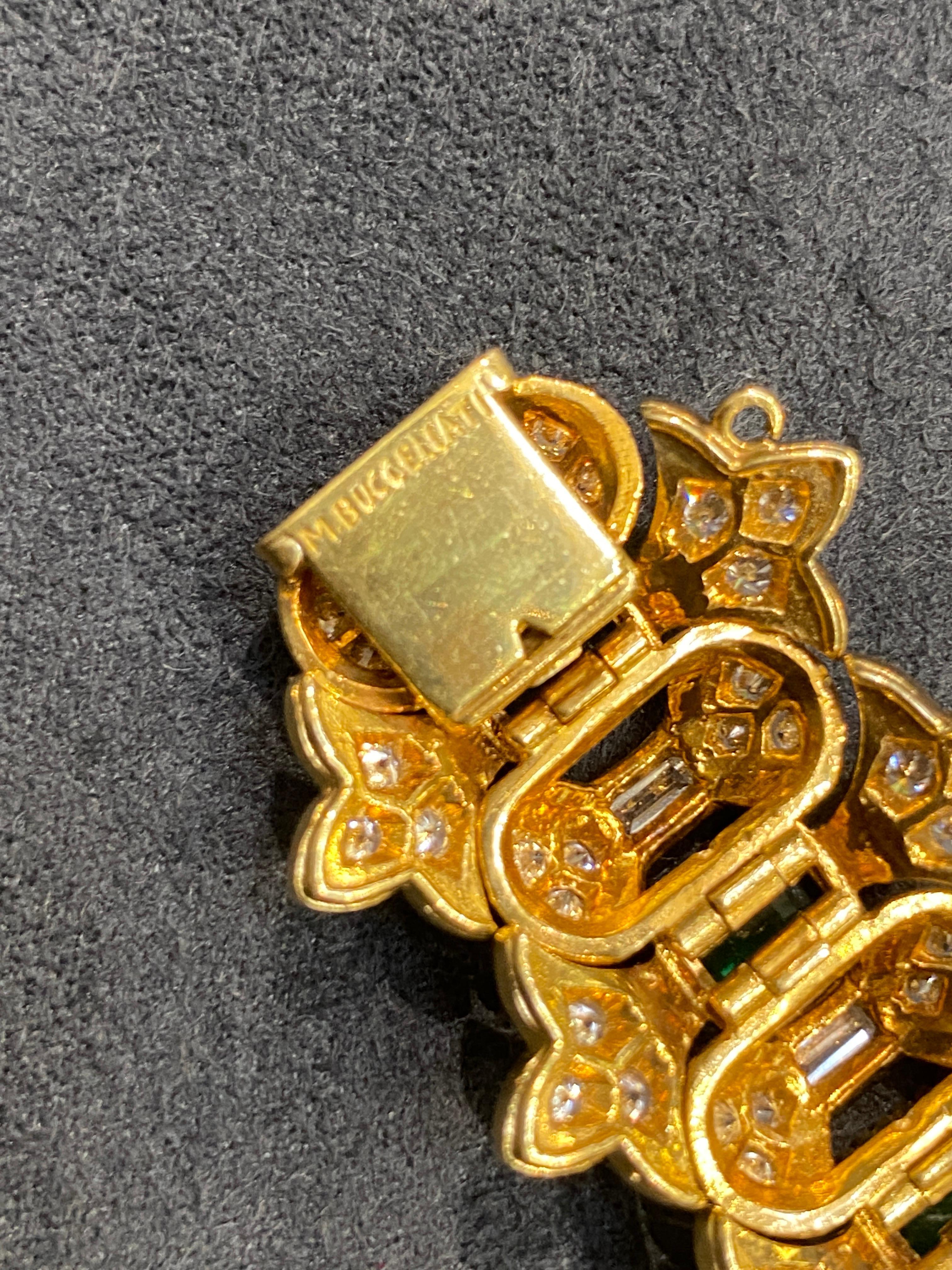 Taille émeraude Buccellati, bracelet en or 18 carats, diamants et émeraudes en vente