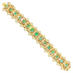 Vintage Buccellati 18 carat gold, diamond and emerald bracelet