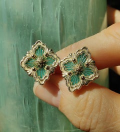 Buccellati Orecchini a clip in oro 18 carati Opera Tulle - Amazzonite