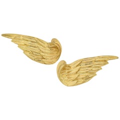 Buccellati 18 Karat Feather Wing Earrings