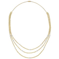 Buccellati 18 Karat Gold and Diamond 3-Chain Necklace